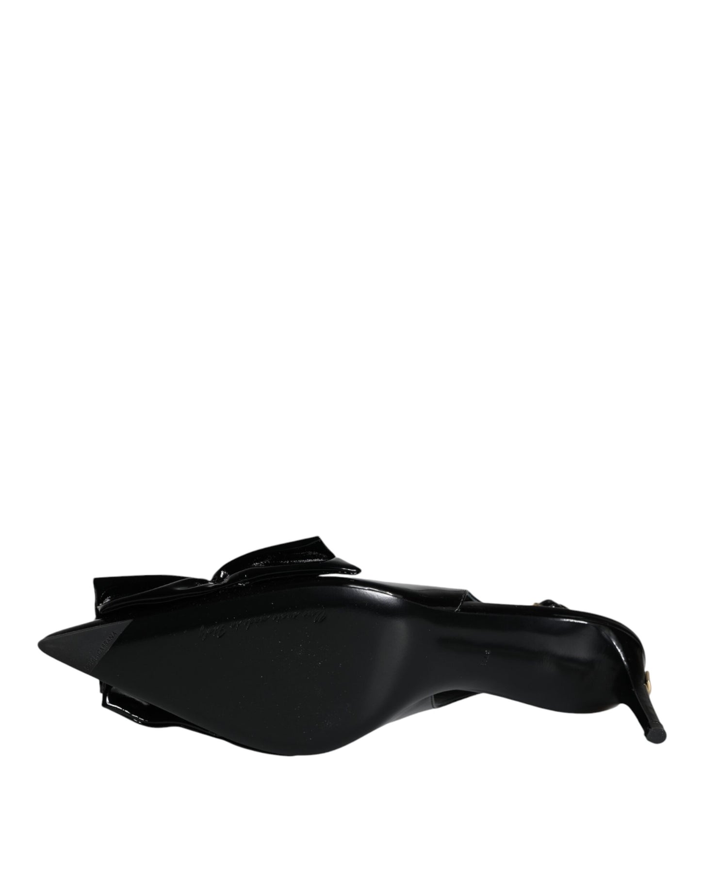 Dolce & Gabbana Black Patent Leather Heels Slingback Shoes Curated Luxury Accessories by Orvyn