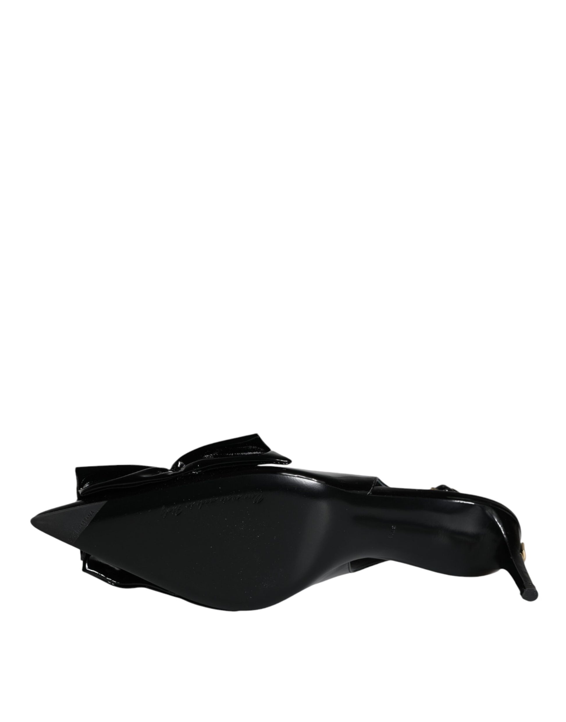 Dolce & Gabbana Black Patent Leather Heels Slingback Shoes Curated Luxury Accessories by Orvyn