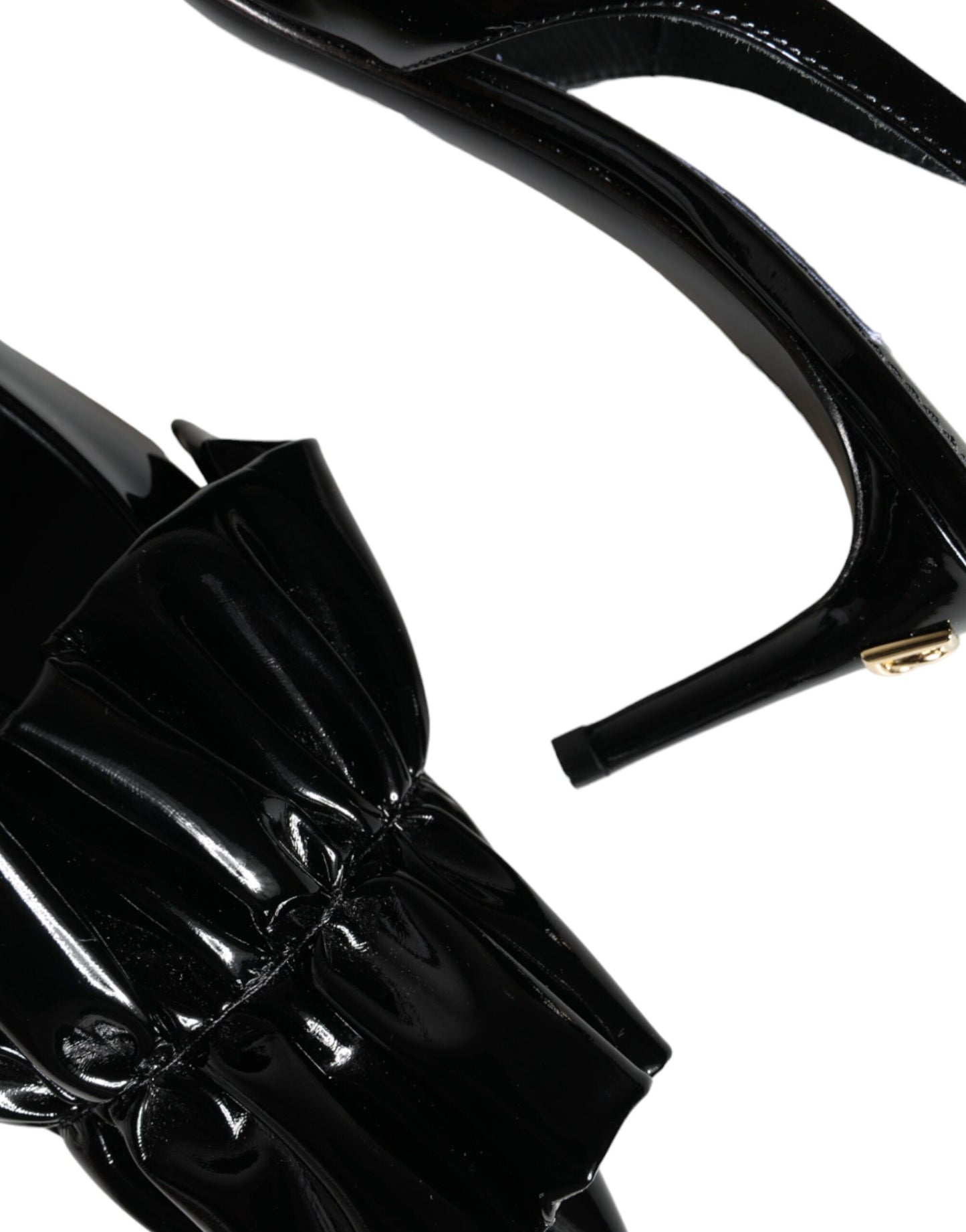 Dolce & Gabbana Black Patent Leather Heels Slingback Shoes Curated Luxury Accessories by Orvyn