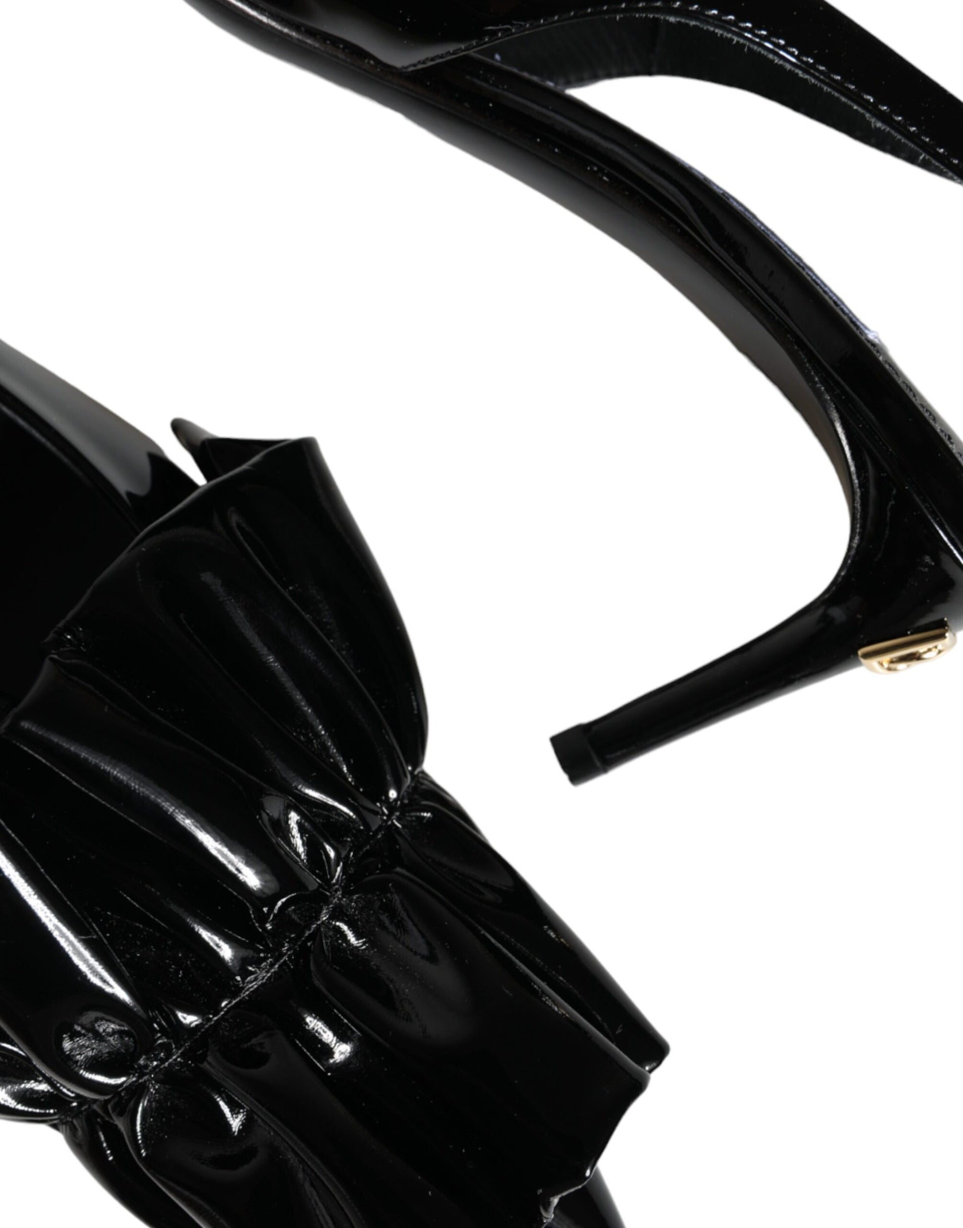 Dolce & Gabbana Black Patent Leather Heels Slingback Shoes Curated Luxury Accessories by Orvyn