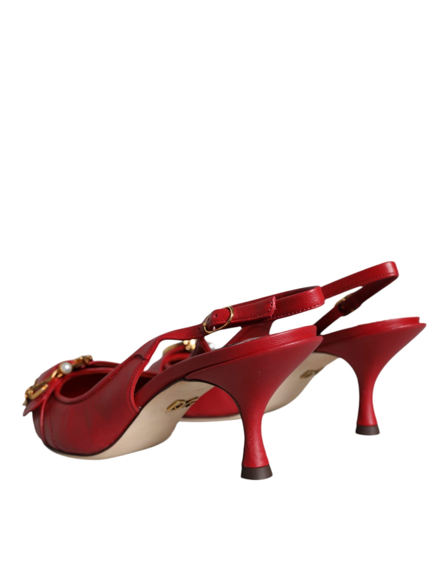 Dolce & Gabbana Red Devotion Leather Heels Slingback Shoes Curated Luxury Accessories by Orvyn