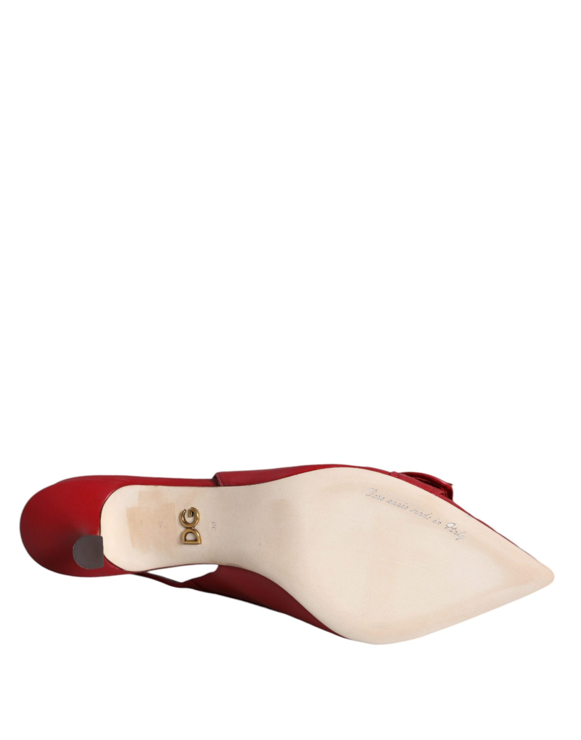 Dolce & Gabbana Red Devotion Leather Heels Slingback Shoes Curated Luxury Accessories by Orvyn