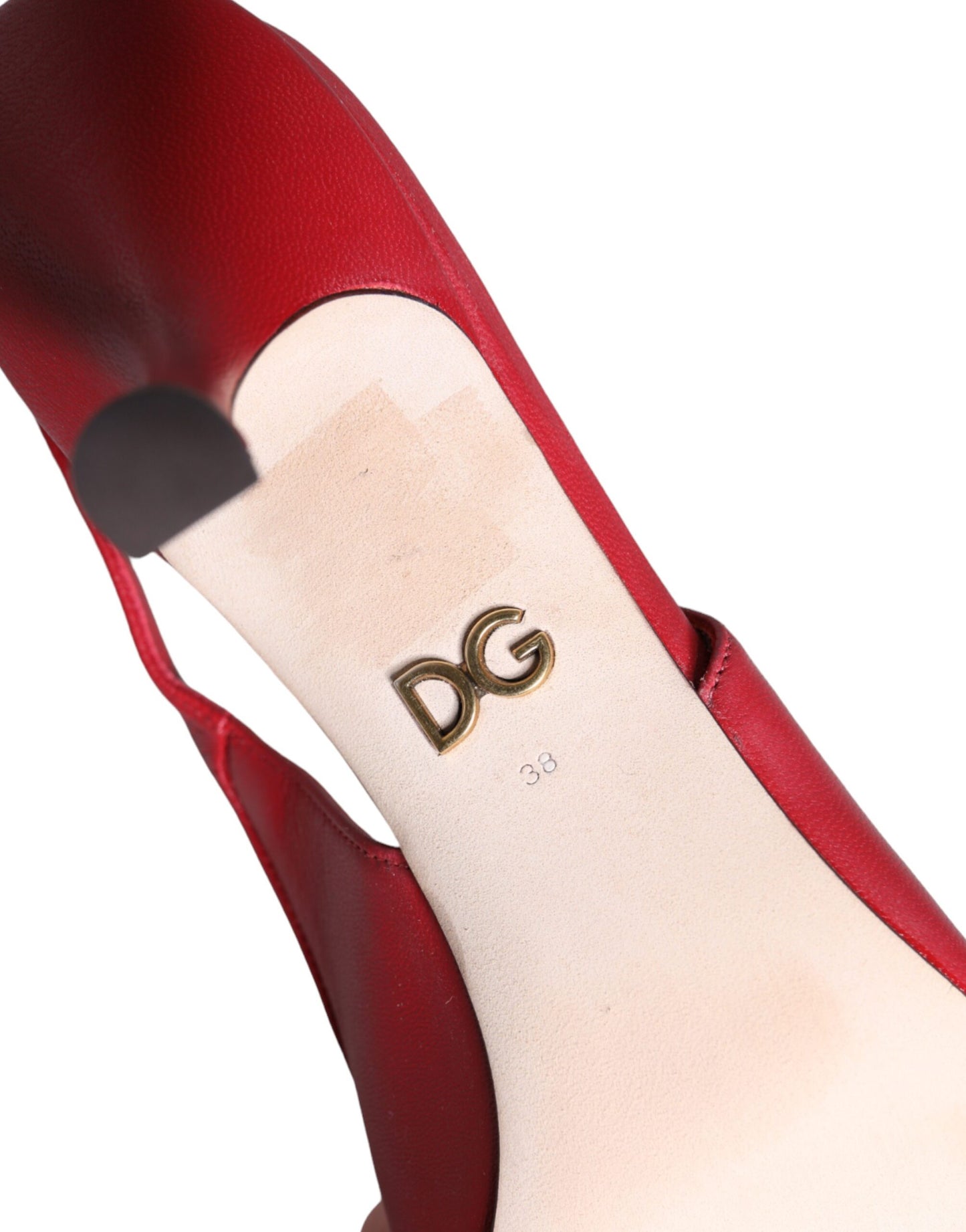 Dolce & Gabbana Red Devotion Leather Heels Slingback Shoes Curated Luxury Accessories by Orvyn