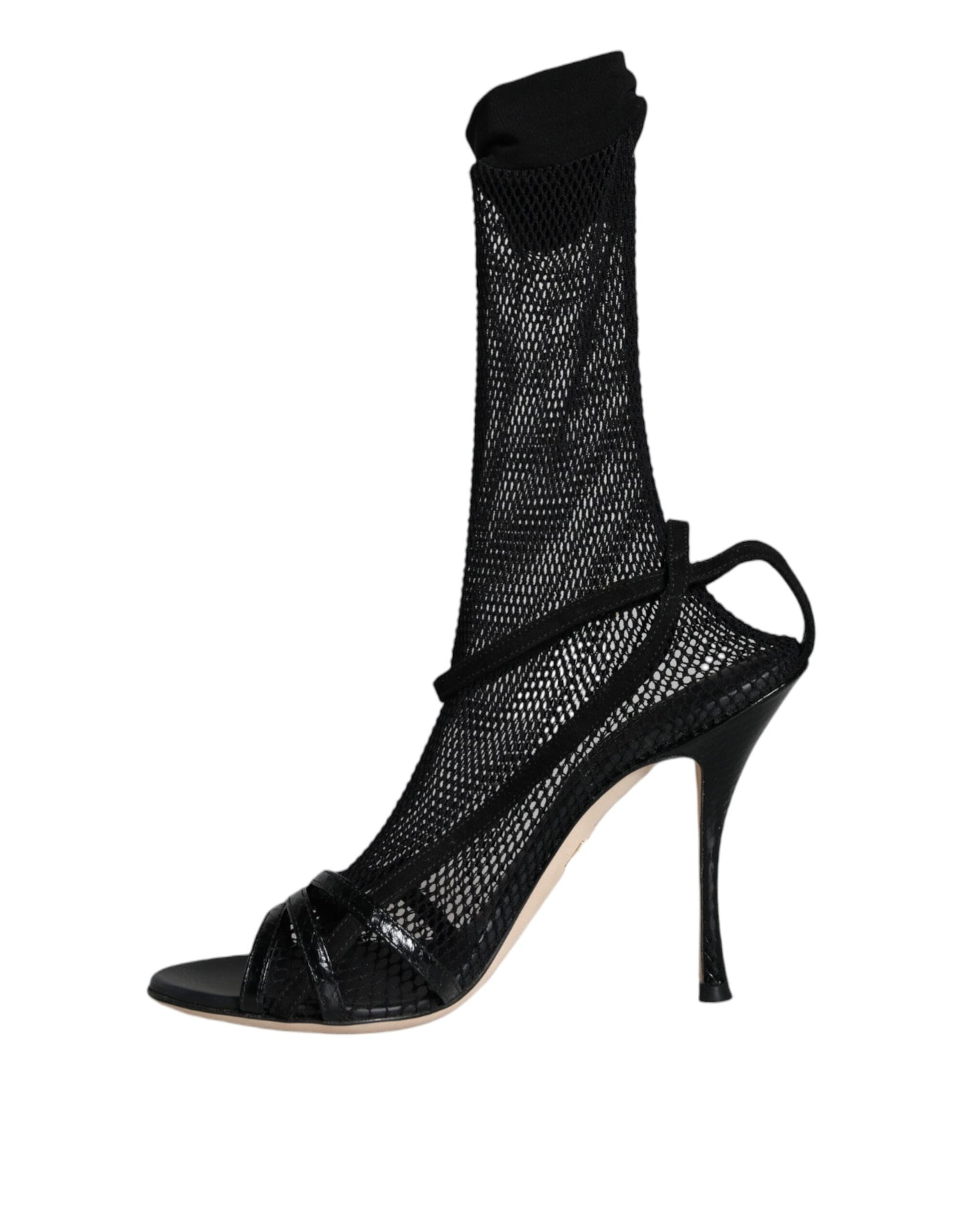 Dolce & Gabbana Black Mesh Stiletto Heels Sandals Shoes Curated Luxury Accessories by Orvyn