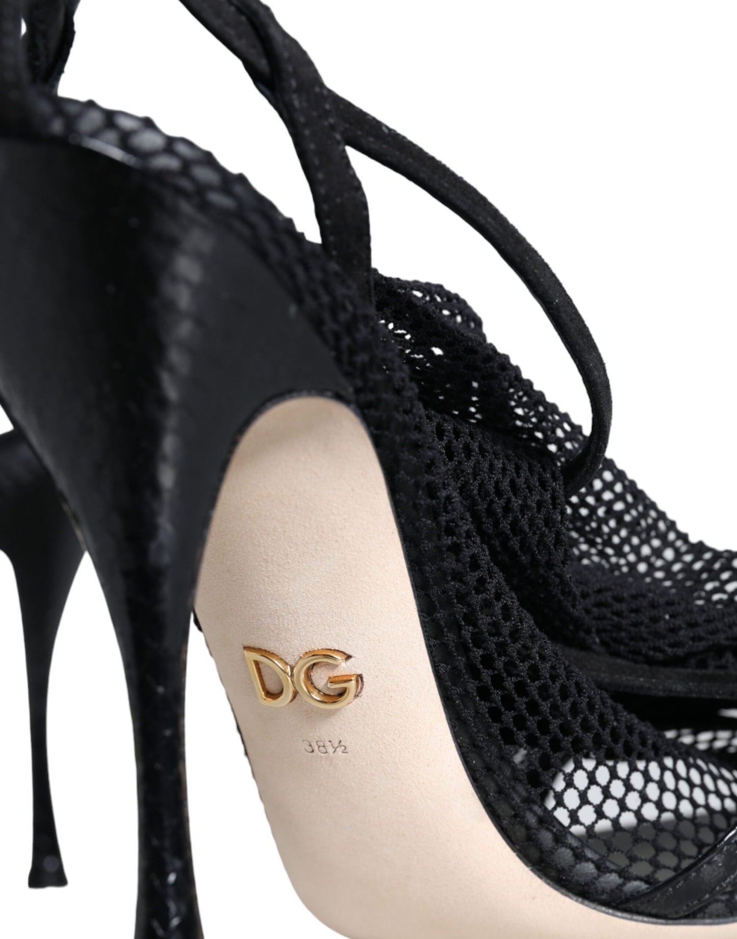 Dolce & Gabbana Black Mesh Stiletto Heels Sandals Shoes Curated Luxury Accessories by Orvyn