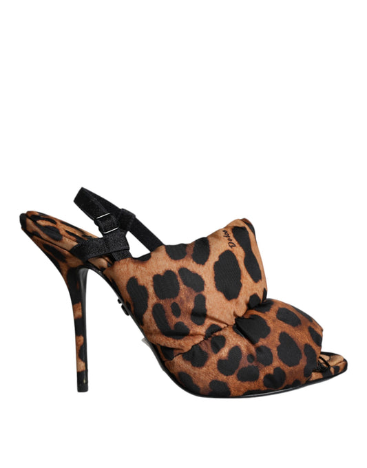 Dolce & Gabbana Brown Leopard Keira Slingback Sandals Shoes Curated Luxury Accessories by Orvyn