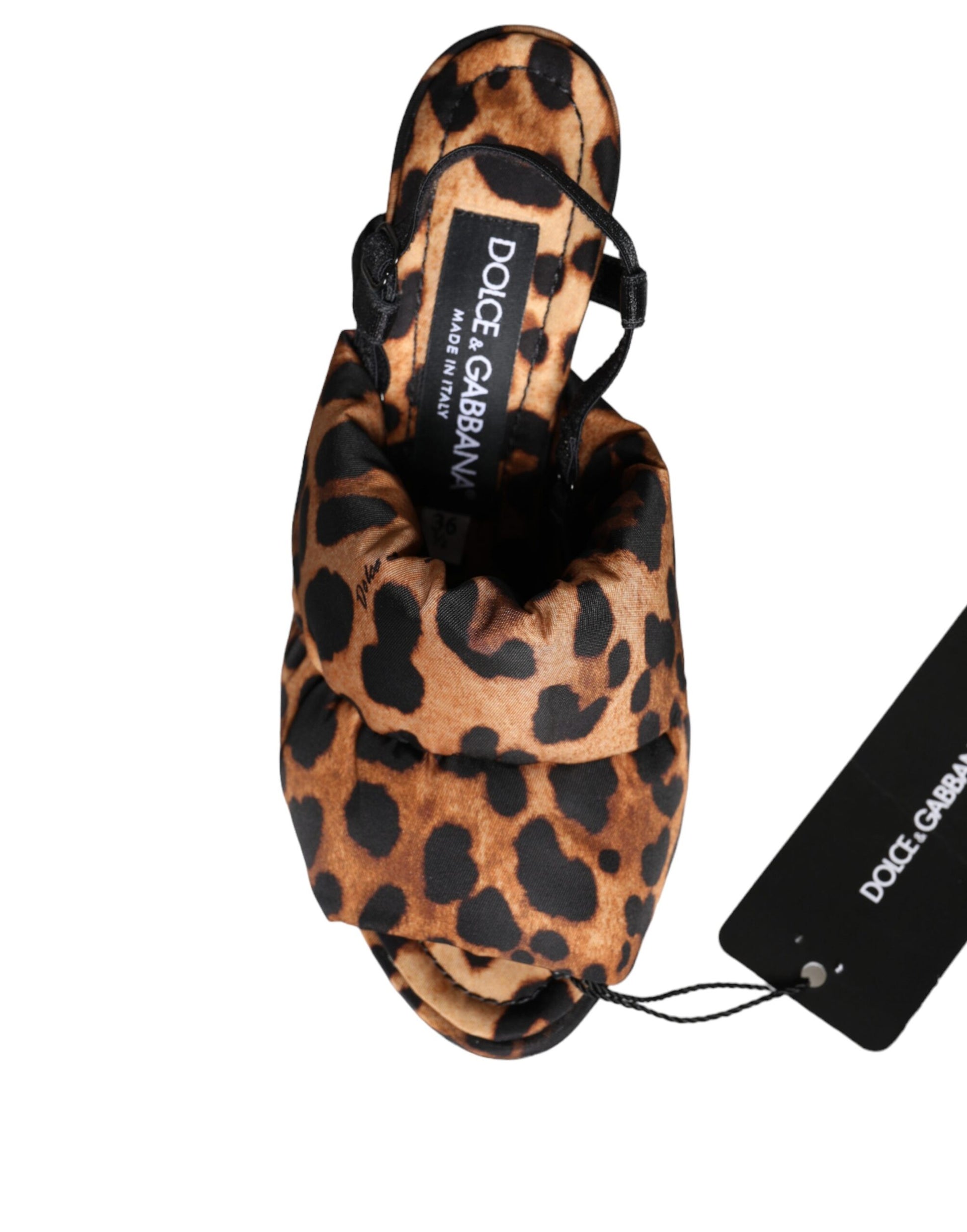 Dolce & Gabbana Brown Leopard Keira Slingback Sandals Shoes Curated Luxury Accessories by Orvyn