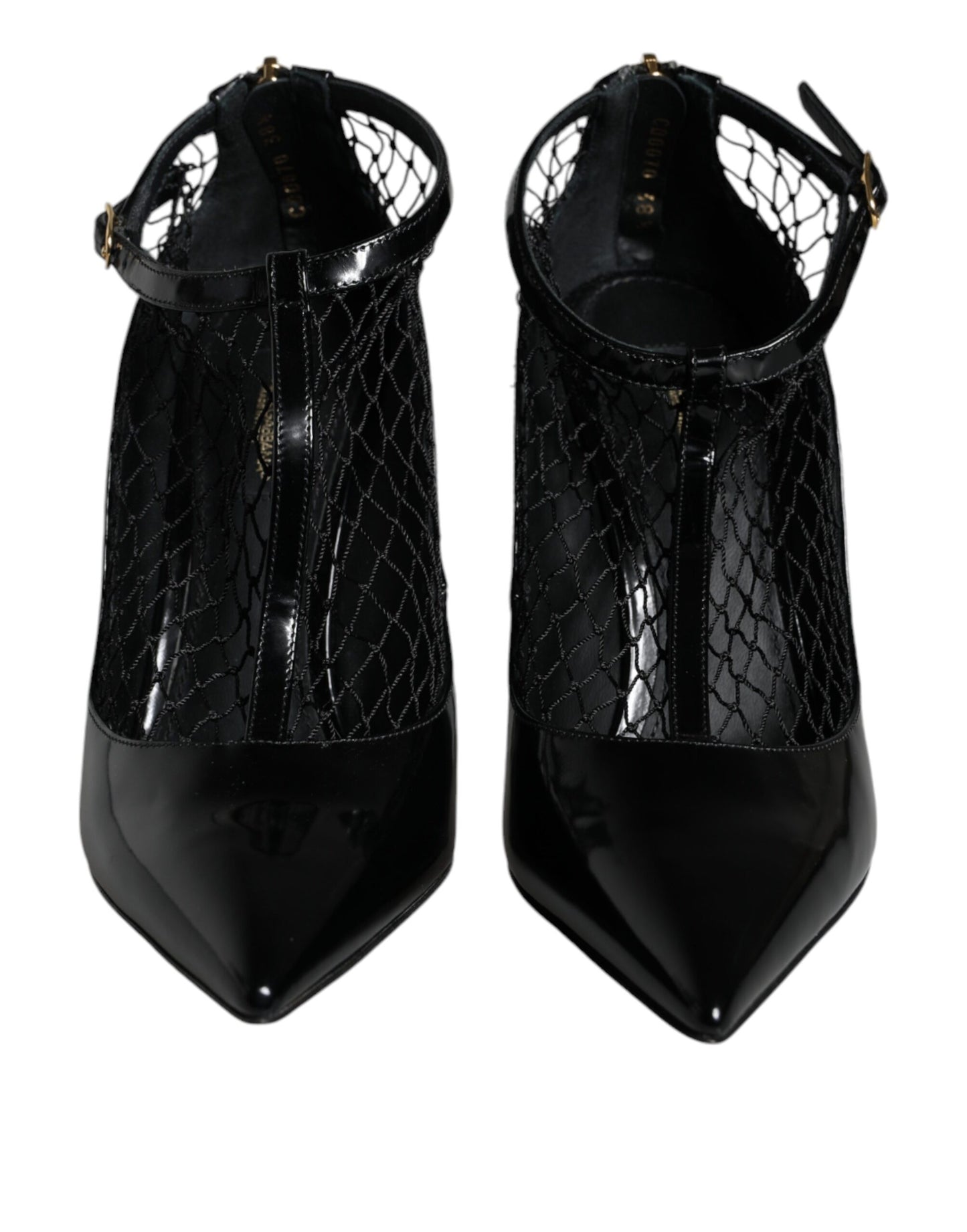 Dolce & Gabbana Black Mesh Patent Leather Heels Pumps Shoes Curated Luxury Accessories by Orvyn