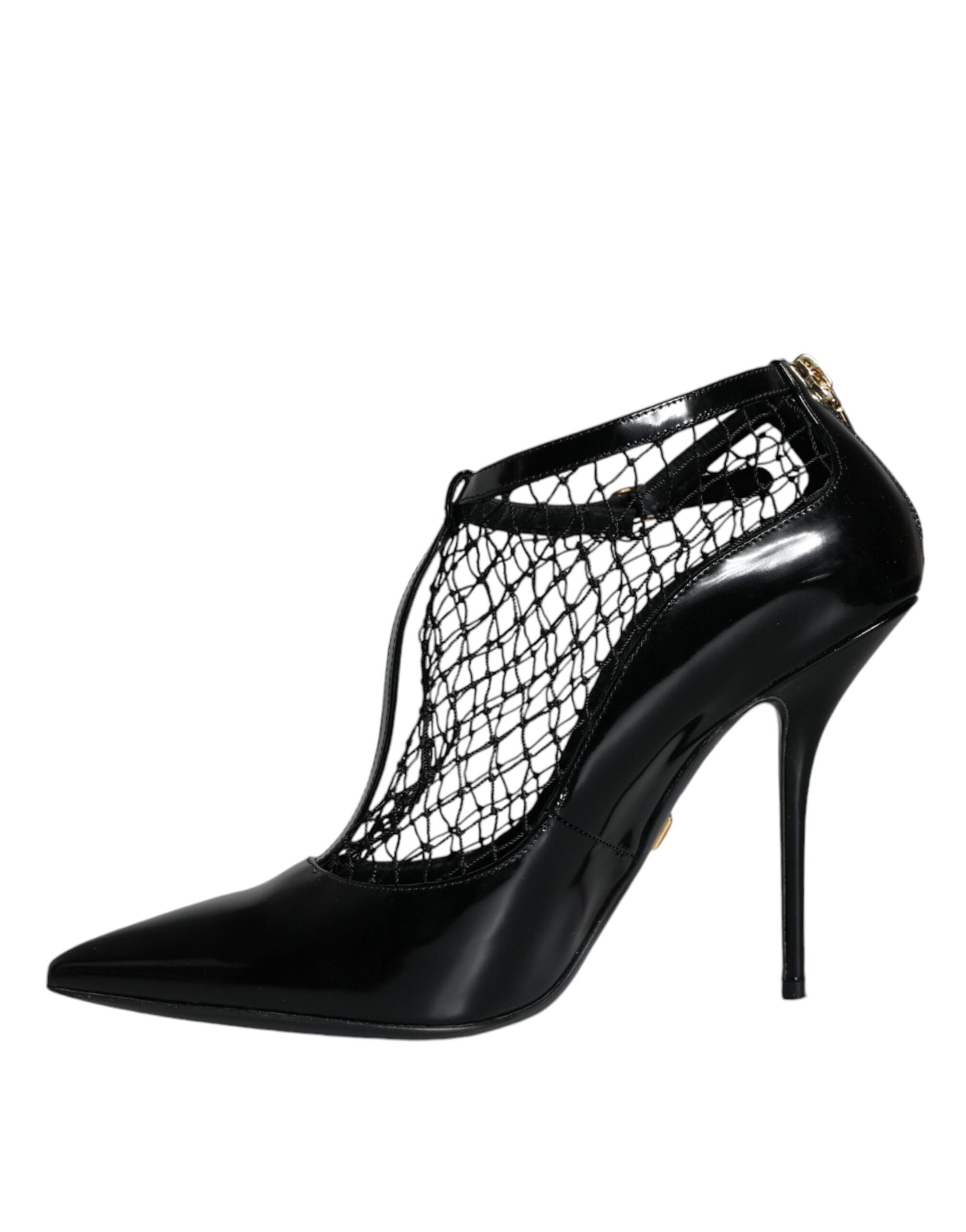 Dolce & Gabbana Black Mesh Patent Leather Heels Pumps Shoes Curated Luxury Accessories by Orvyn