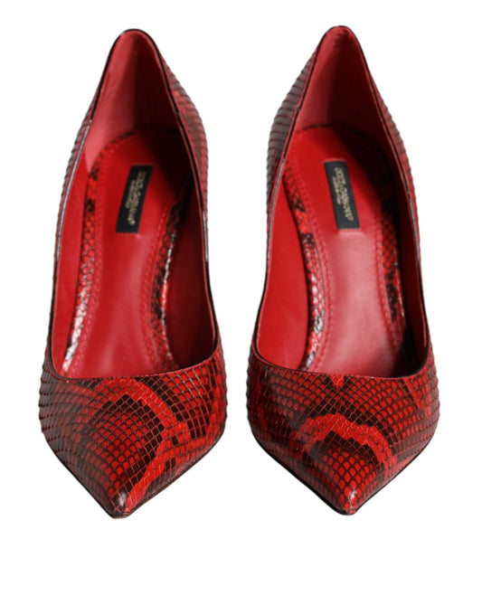 Dolce & Gabbana Red Leather Stiletto High Heels Pumps Shoes Curated Luxury Accessories by Orvyn