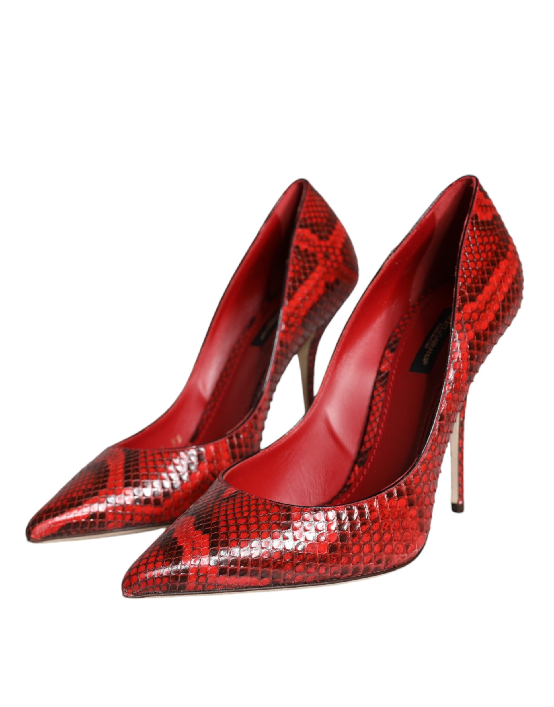 Dolce & Gabbana Red Leather Stiletto High Heels Pumps Shoes Curated Luxury Accessories by Orvyn
