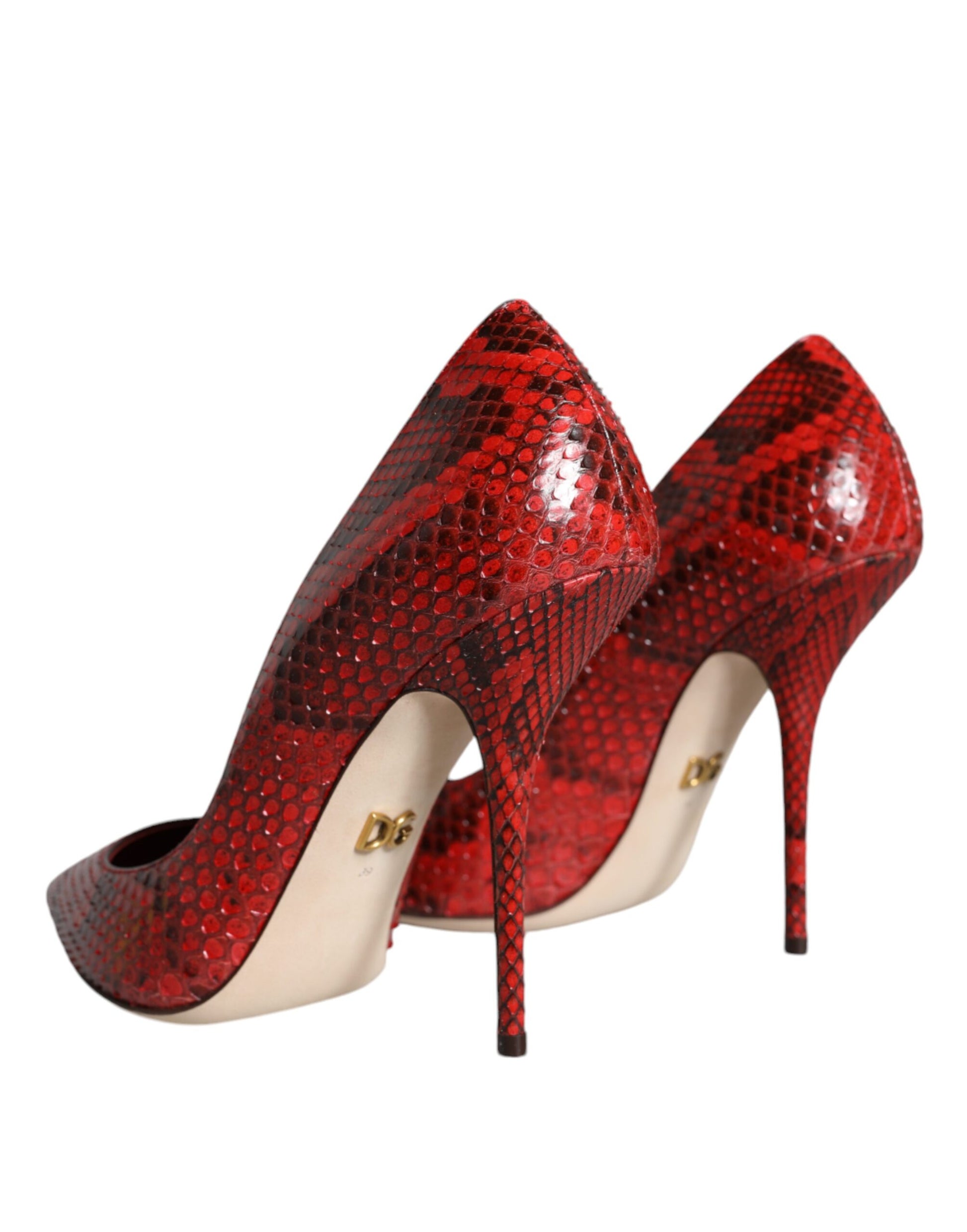 Dolce & Gabbana Red Leather Stiletto High Heels Pumps Shoes Curated Luxury Accessories by Orvyn