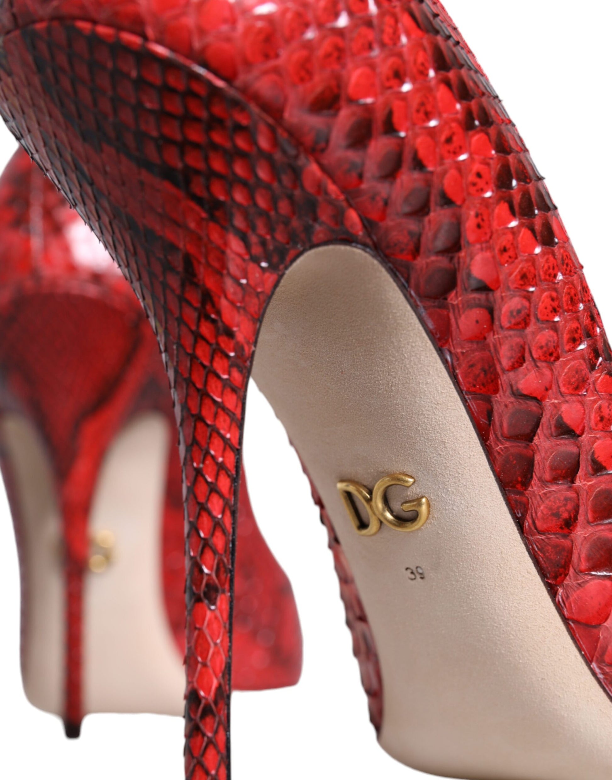Dolce & Gabbana Red Leather Stiletto High Heels Pumps Shoes Curated Luxury Accessories by Orvyn