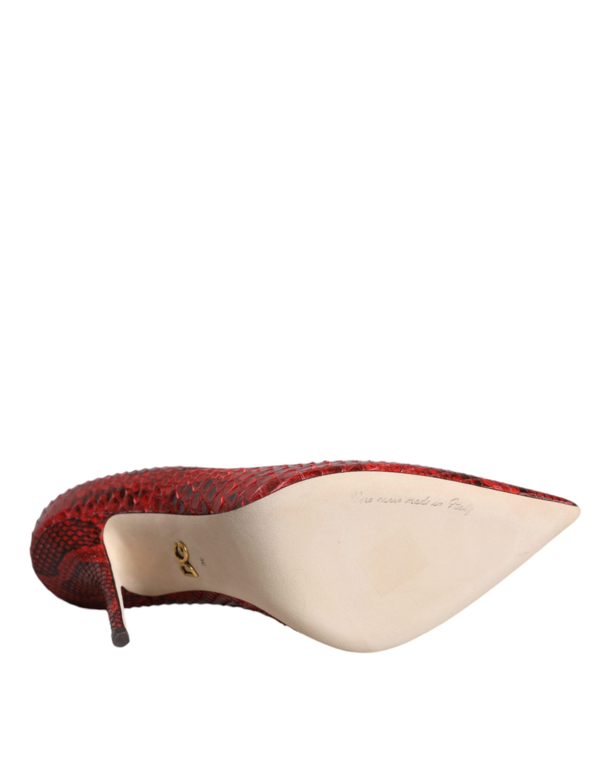 Dolce & Gabbana Red Leather Stiletto High Heels Pumps Shoes Curated Luxury Accessories by Orvyn