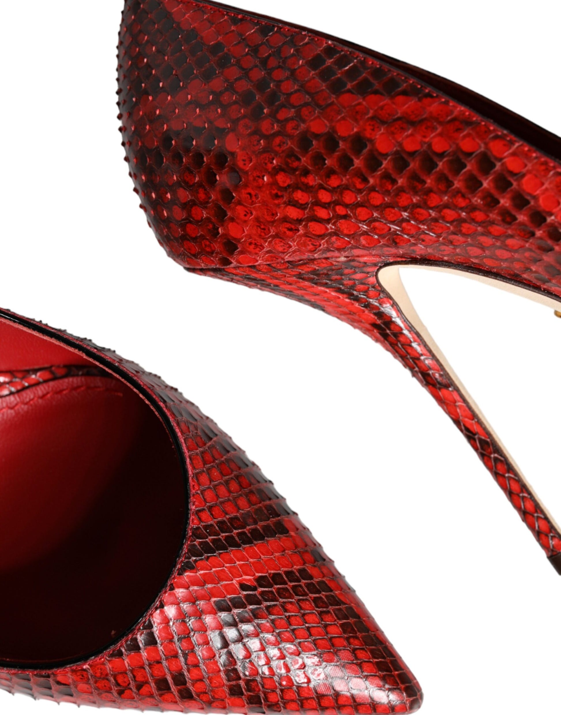 Dolce & Gabbana Red Leather Stiletto High Heels Pumps Shoes Curated Luxury Accessories by Orvyn