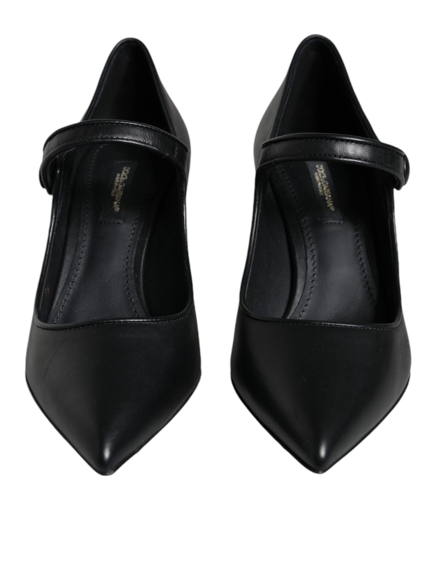 Dolce & Gabbana Black Leather Logo Heels Mary Janes Pumps Shoes Curated Luxury Accessories by Orvyn
