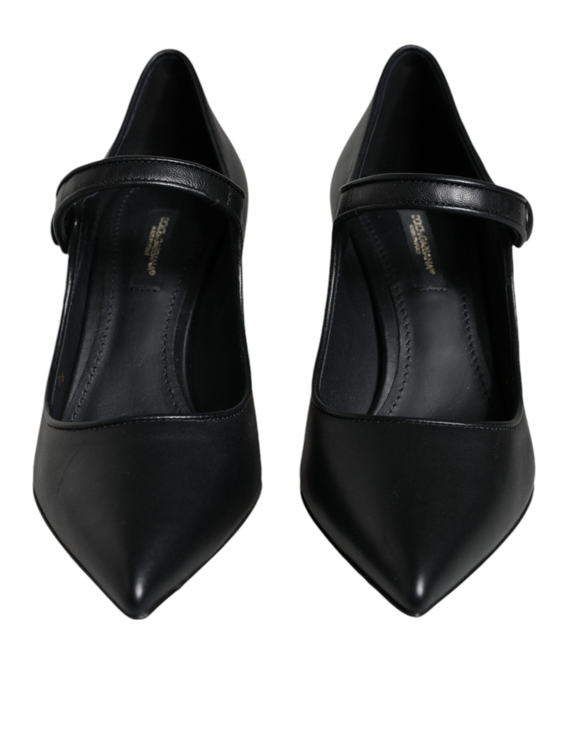 Dolce & Gabbana Black Leather Logo Heels Mary Janes Pumps Shoes Curated Luxury Accessories by Orvyn