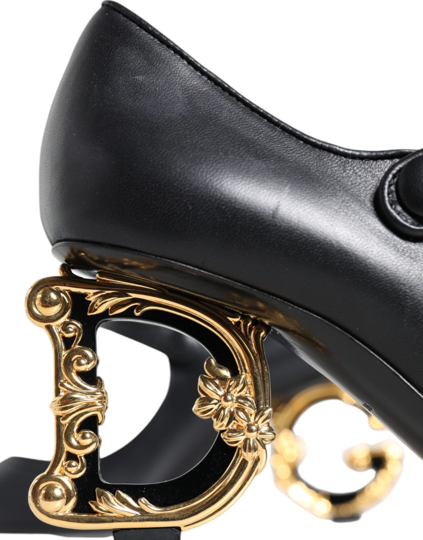 Dolce & Gabbana Black Leather Logo Heels Mary Janes Pumps Shoes Curated Luxury Accessories by Orvyn