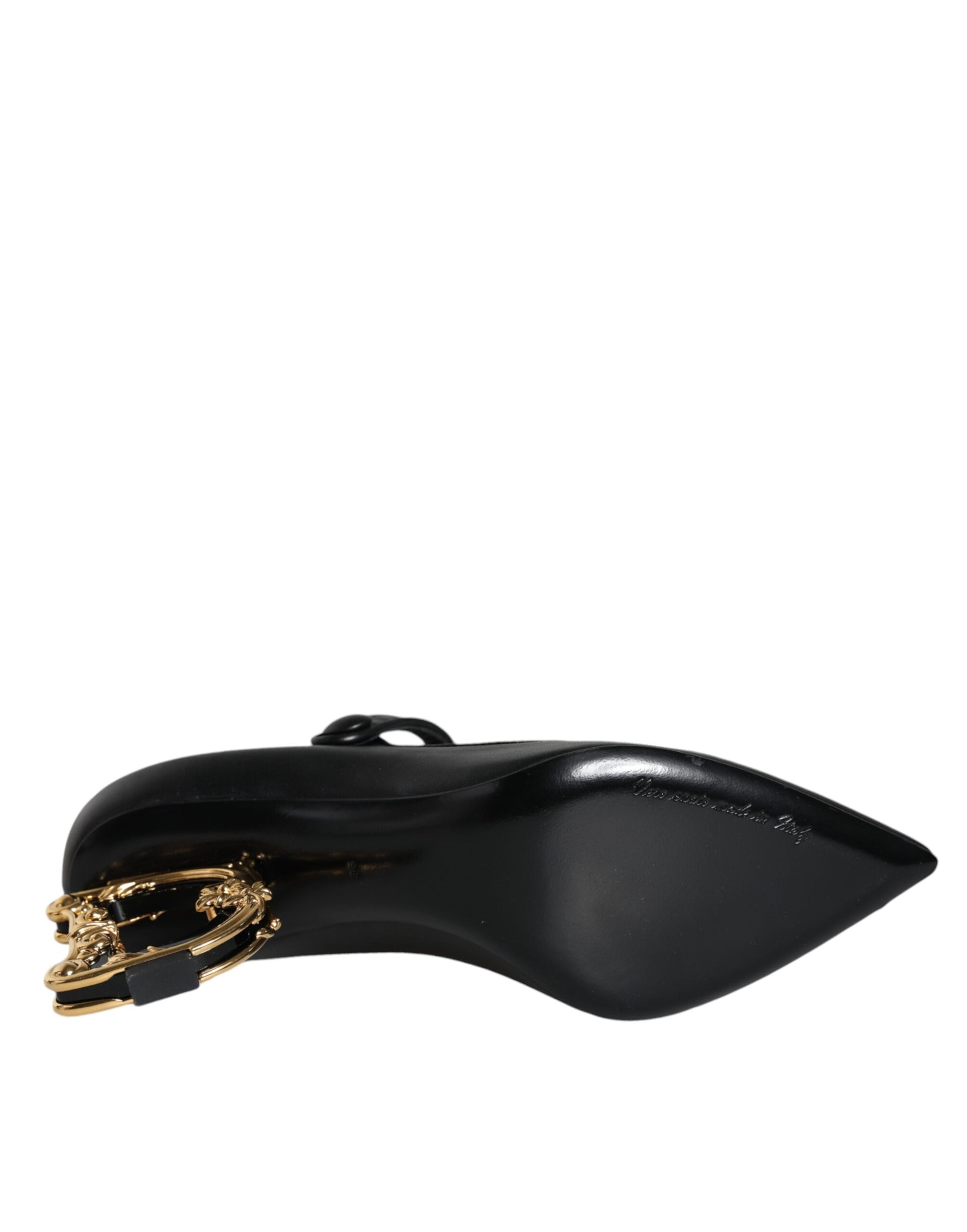 Dolce & Gabbana Black Leather Logo Heels Mary Janes Pumps Shoes Curated Luxury Accessories by Orvyn