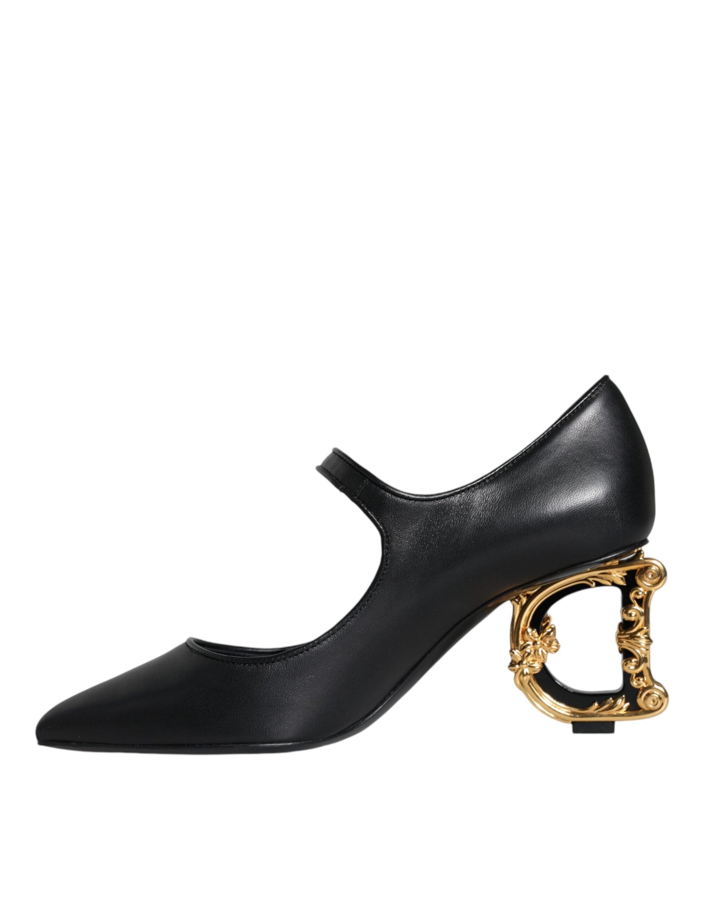 Dolce & Gabbana Black Leather Logo Heels Mary Janes Pumps Shoes Curated Luxury Accessories by Orvyn