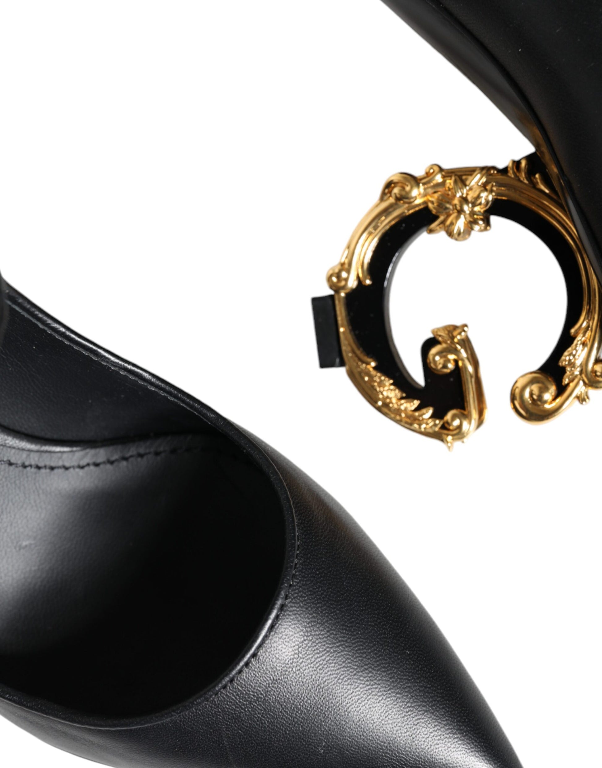 Dolce & Gabbana Black Leather Logo Heels Mary Janes Pumps Shoes Curated Luxury Accessories by Orvyn