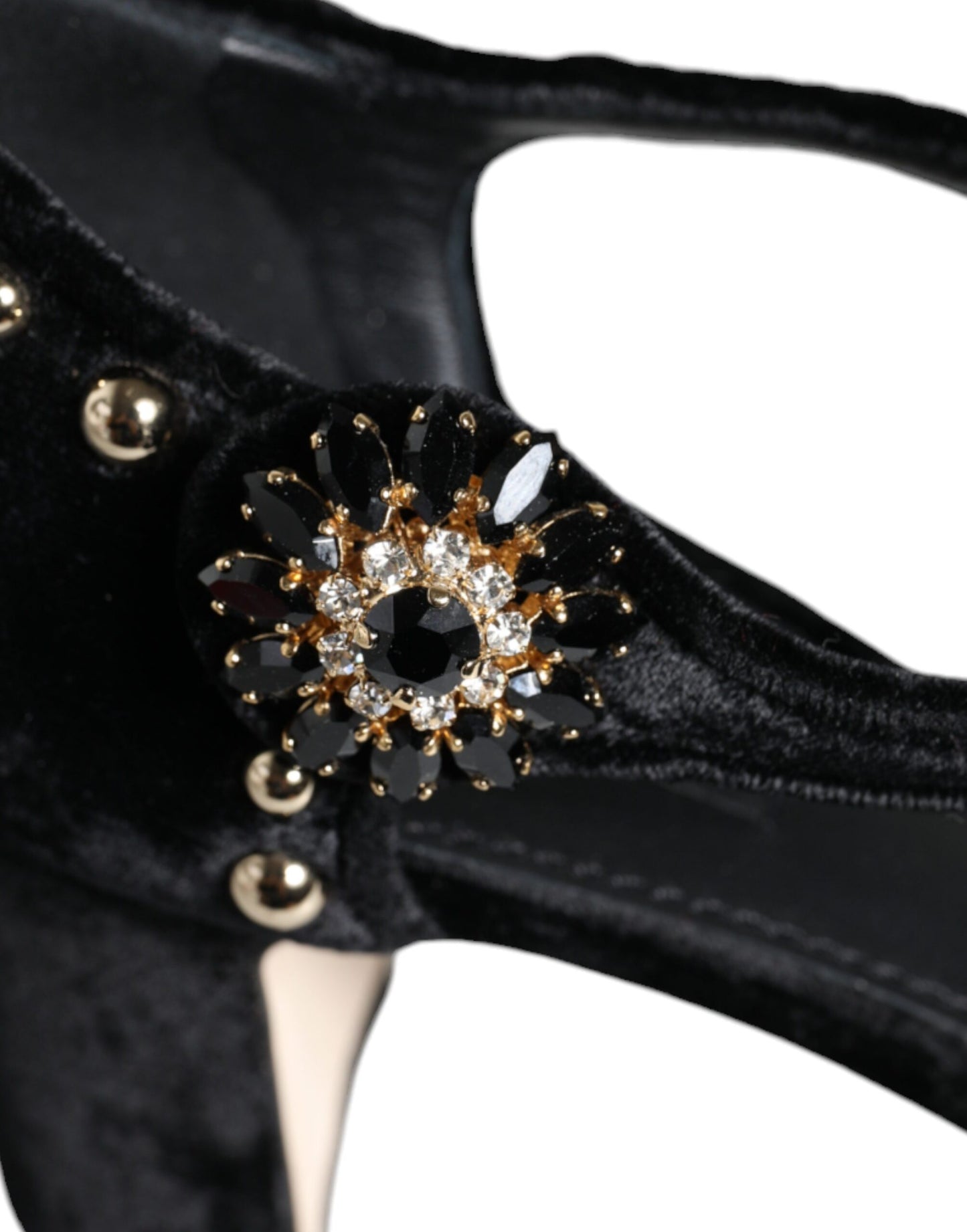 Dolce & Gabbana Black Velvet Roses Ankle Strap Pumps Shoes Curated Luxury Accessories by Orvyn