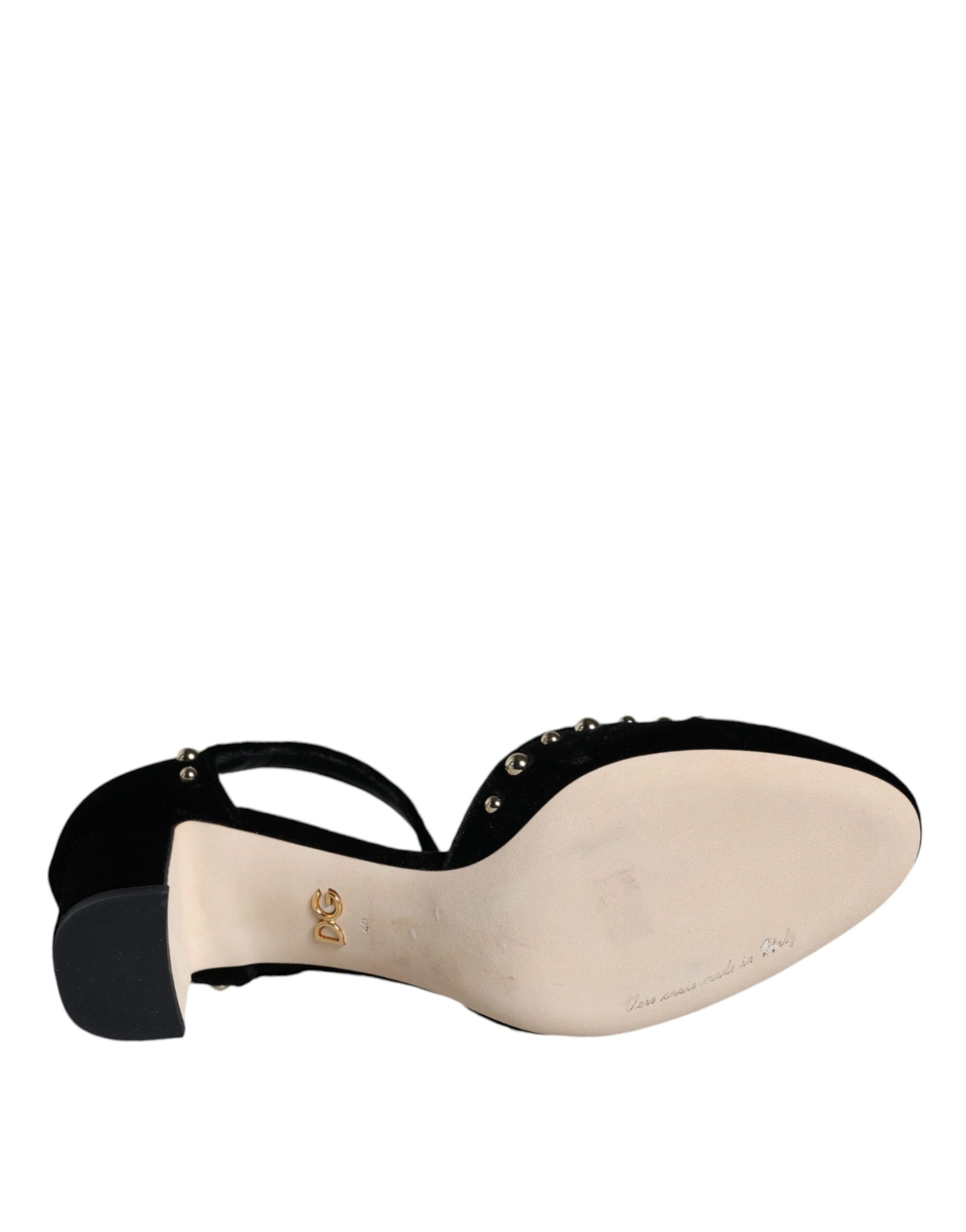Dolce & Gabbana Black Velvet Roses Ankle Strap Pumps Shoes Curated Luxury Accessories by Orvyn