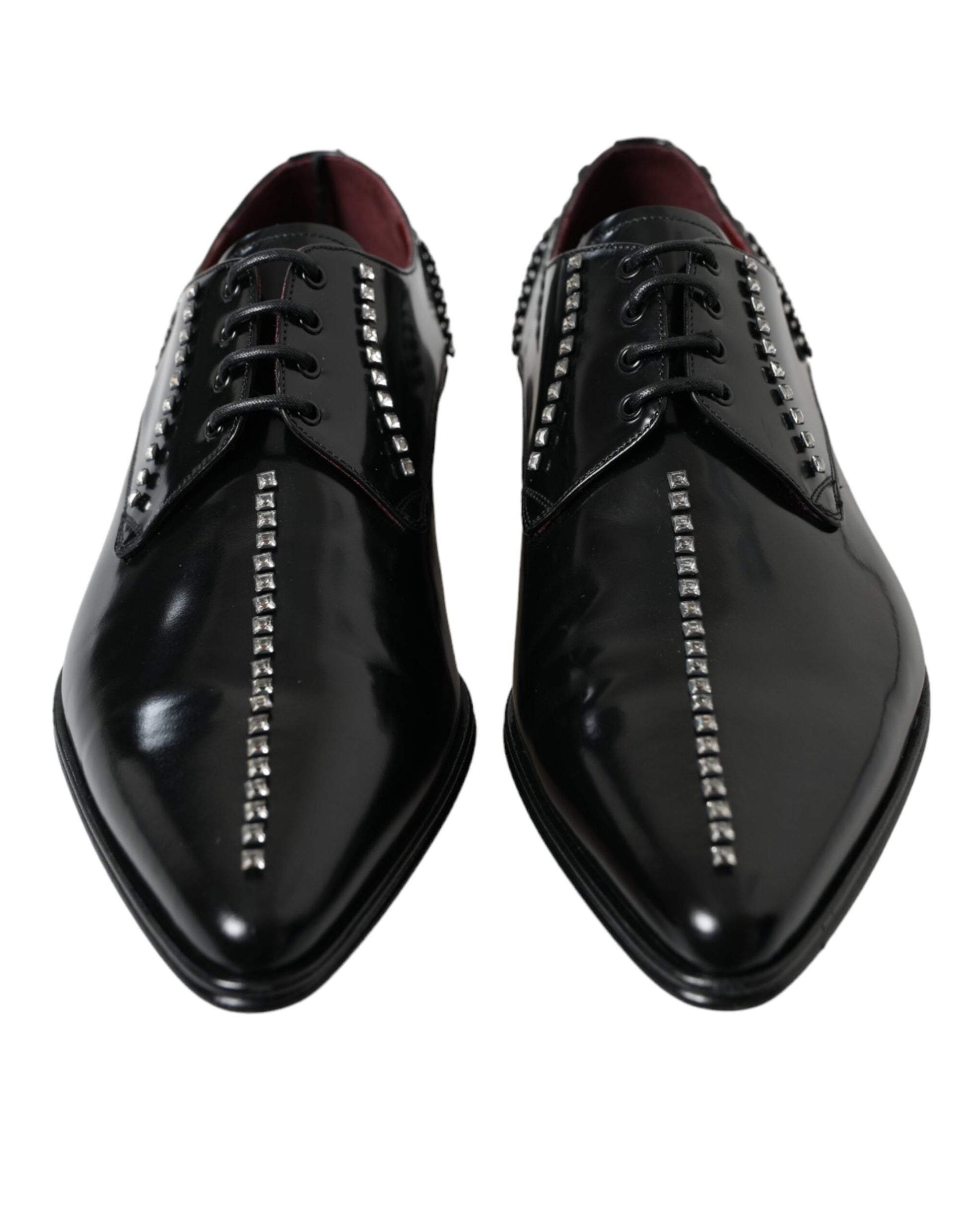 Dolce & Gabbana Black Leather Crystal Dress Formal Shoes Curated Luxury Accessories by Orvyn