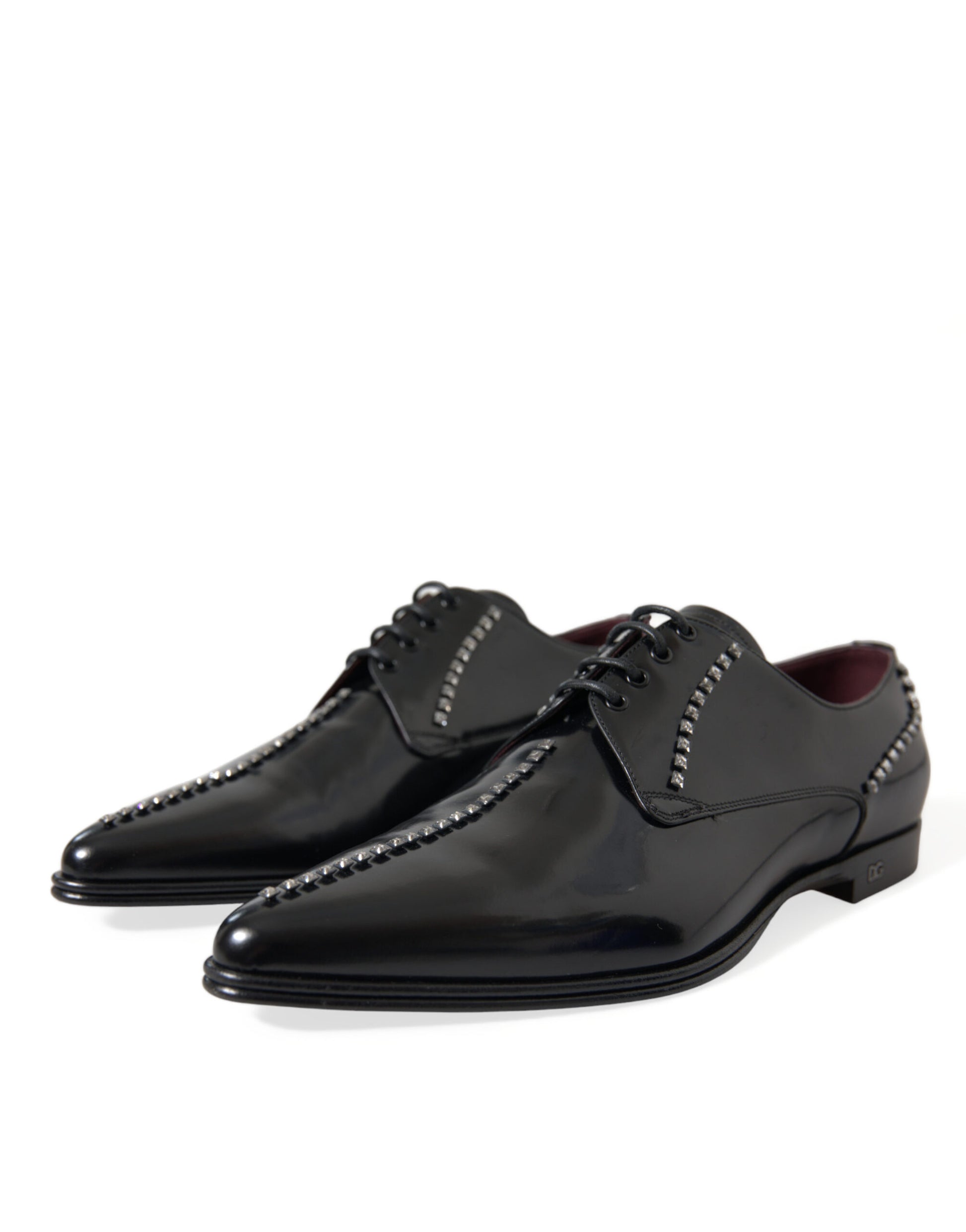 Dolce & Gabbana Black Leather Crystal Dress Formal Shoes Curated Luxury Accessories by Orvyn