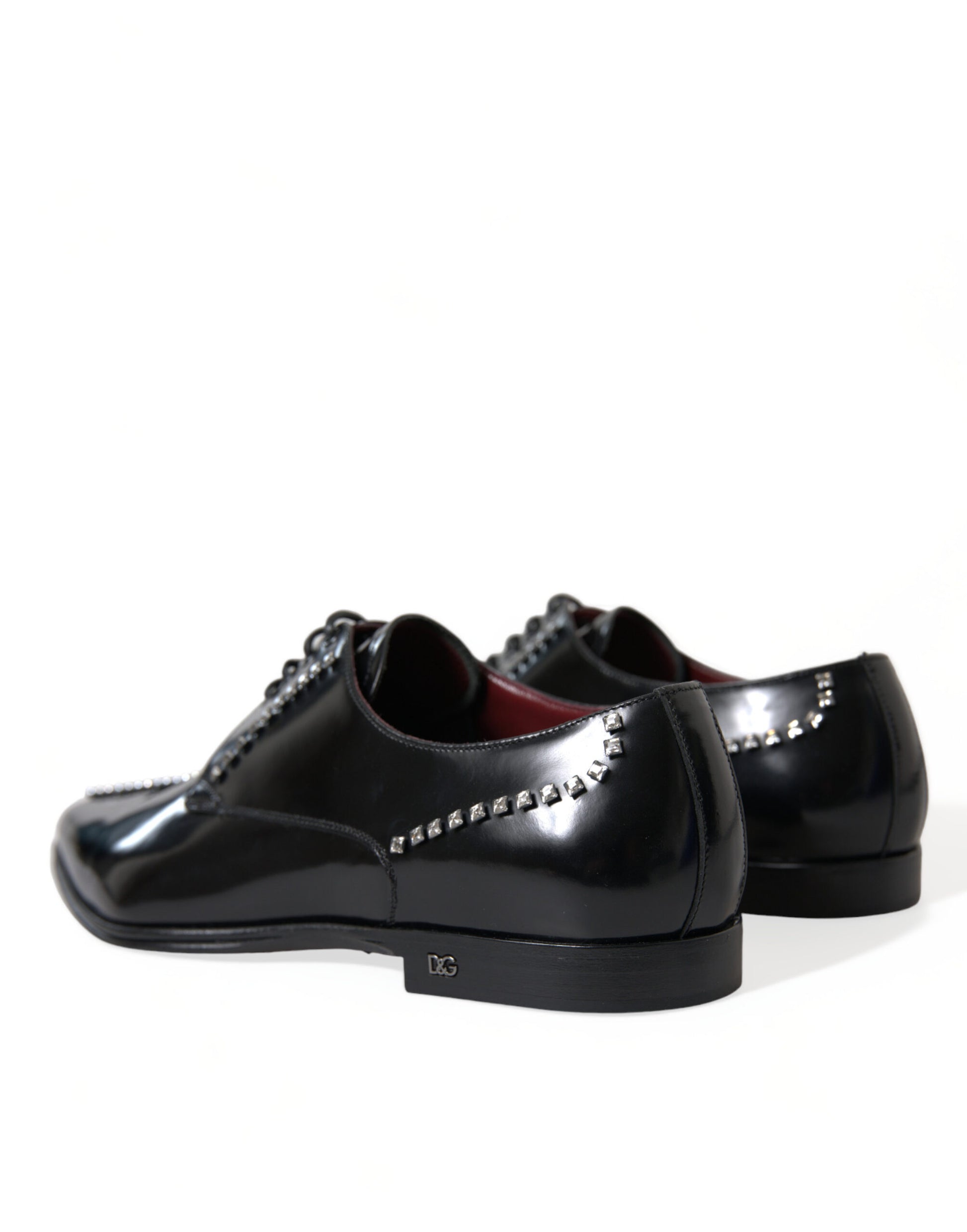 Dolce & Gabbana Black Leather Crystal Dress Formal Shoes Curated Luxury Accessories by Orvyn