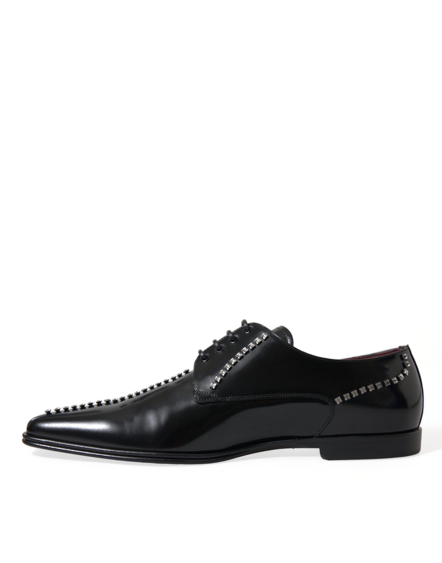 Dolce & Gabbana Black Leather Crystal Dress Formal Shoes Curated Luxury Accessories by Orvyn