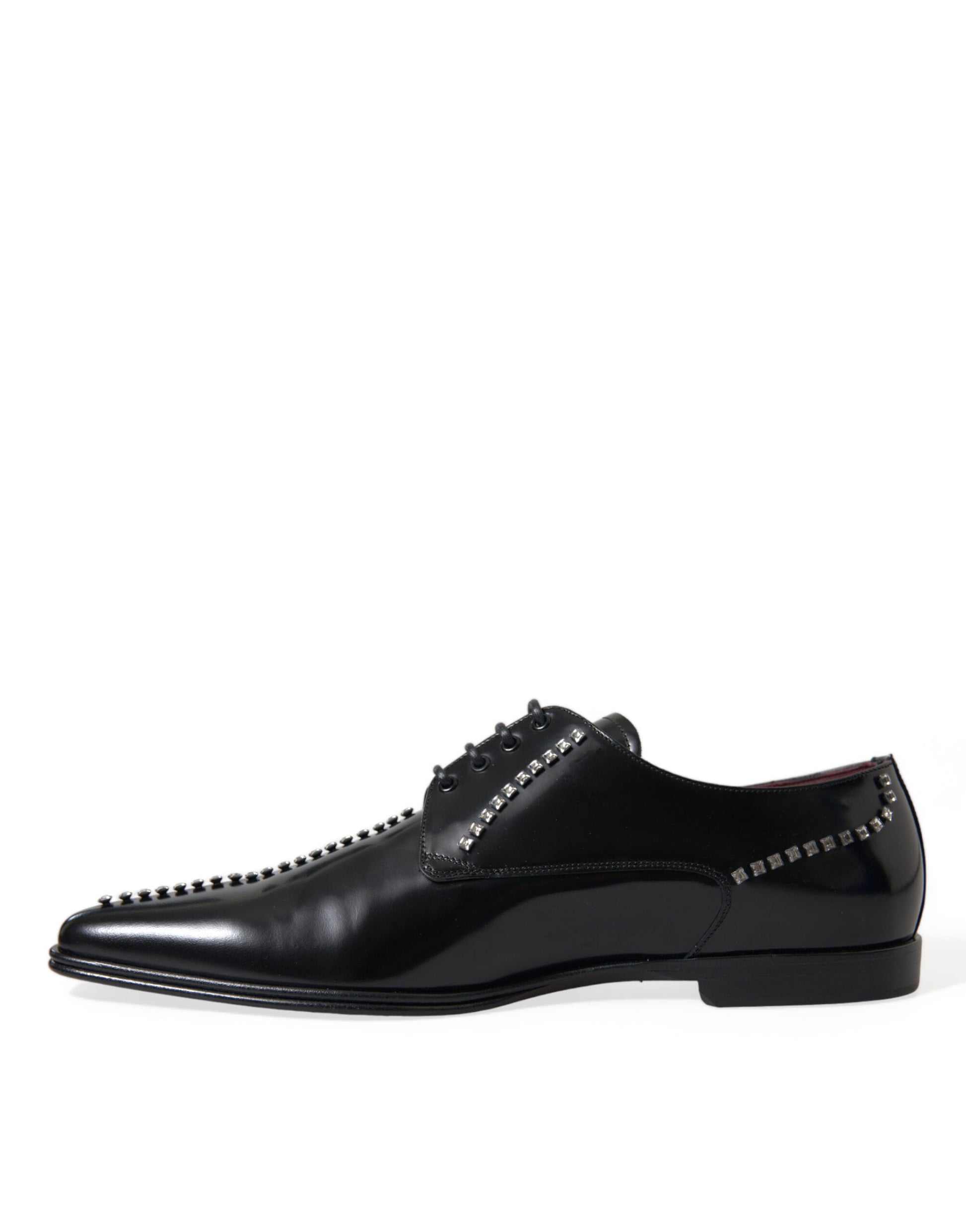 Dolce & Gabbana Black Leather Crystal Dress Formal Shoes Curated Luxury Accessories by Orvyn