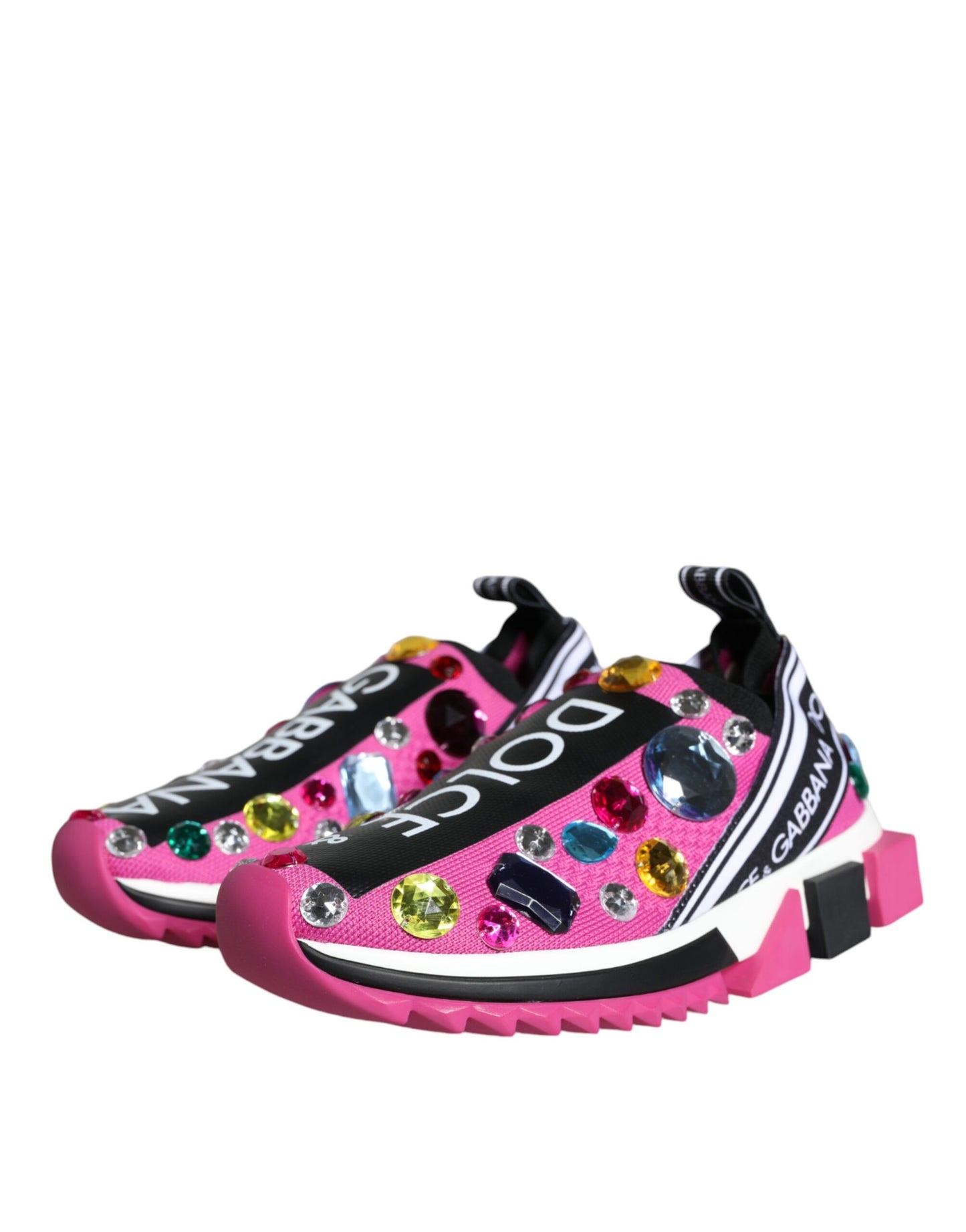 Dolce & Gabbana Pink Sorrento Crystals Low Top Sneakers Shoes Curated Luxury Accessories by Orvyn