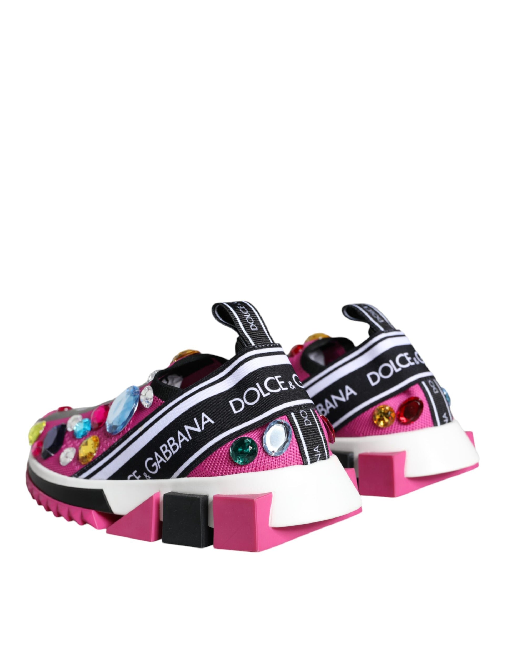 Dolce & Gabbana Pink Sorrento Crystals Low Top Sneakers Shoes Curated Luxury Accessories by Orvyn