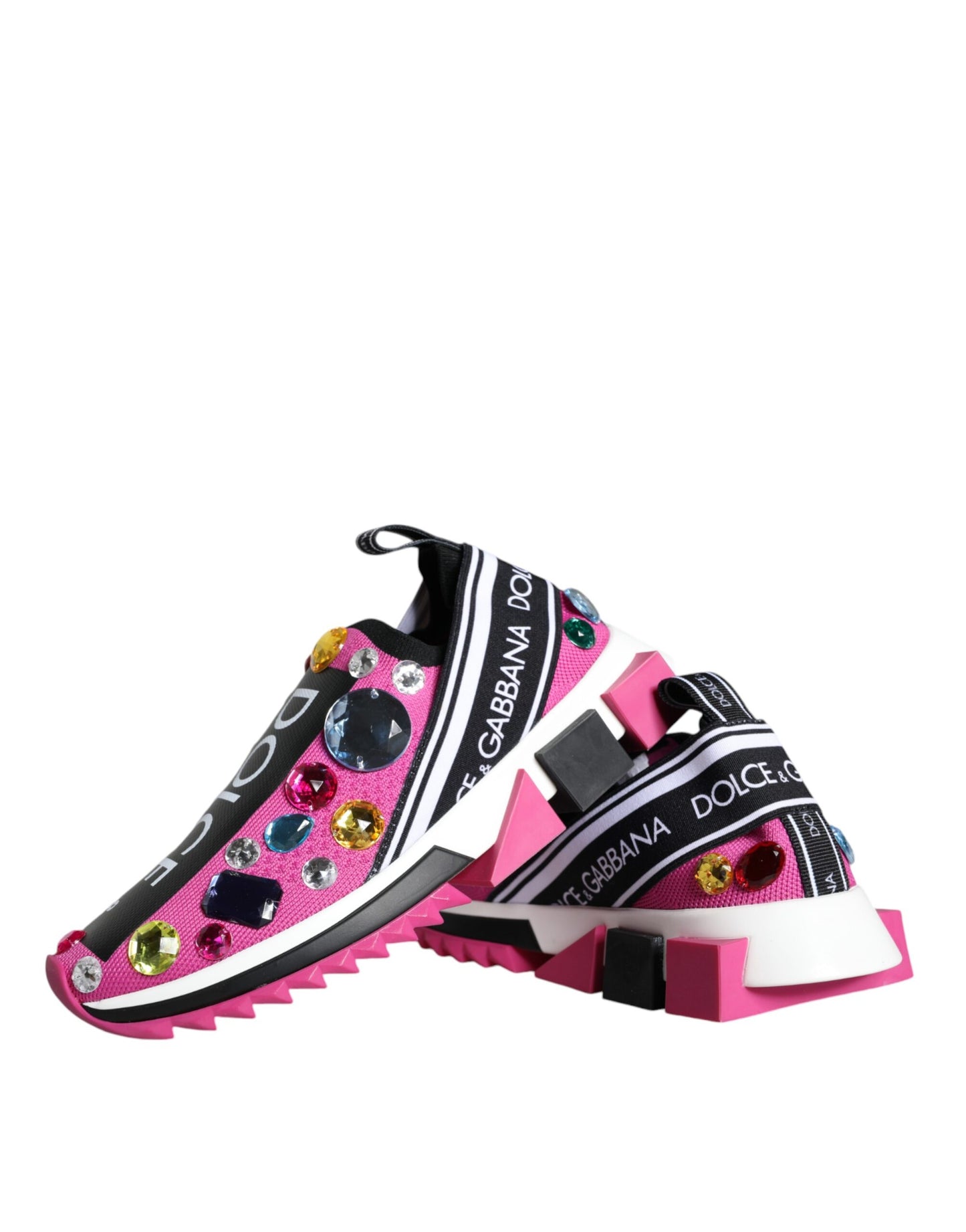 Dolce & Gabbana Pink Sorrento Crystals Low Top Sneakers Shoes Curated Luxury Accessories by Orvyn