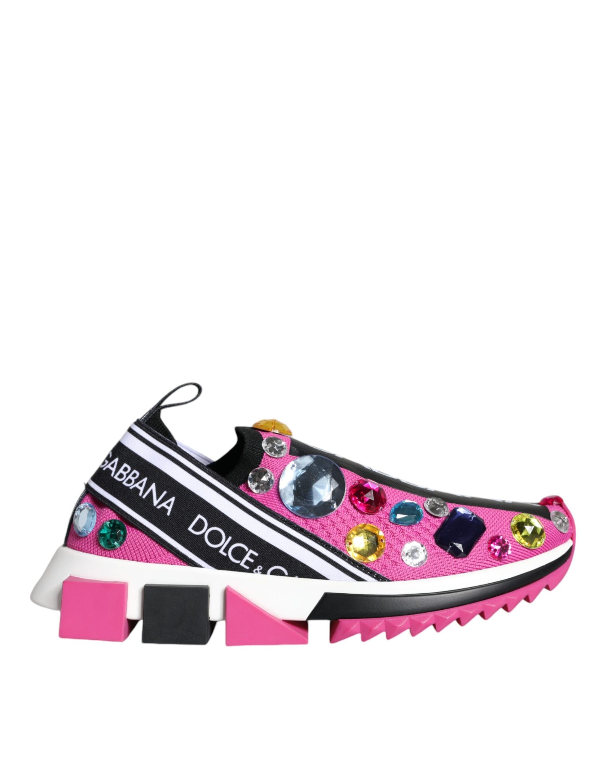 Dolce & Gabbana Pink Sorrento Crystals Low Top Sneakers Shoes Curated Luxury Accessories by Orvyn