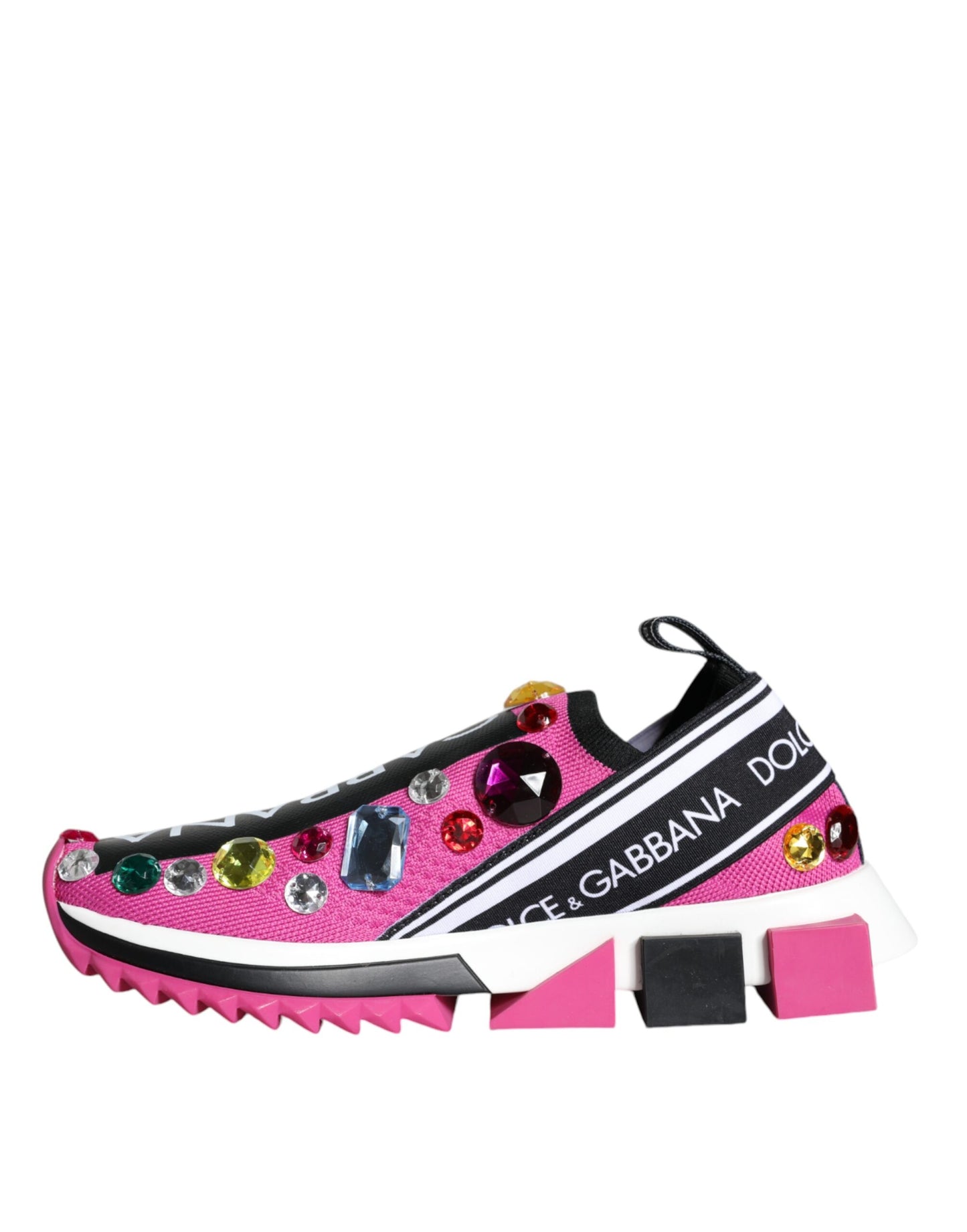 Dolce & Gabbana Pink Sorrento Crystals Low Top Sneakers Shoes Curated Luxury Accessories by Orvyn