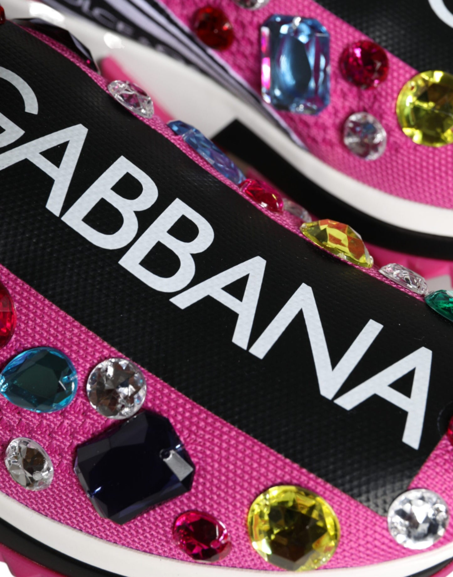Dolce & Gabbana Pink Sorrento Crystals Low Top Sneakers Shoes Curated Luxury Accessories by Orvyn