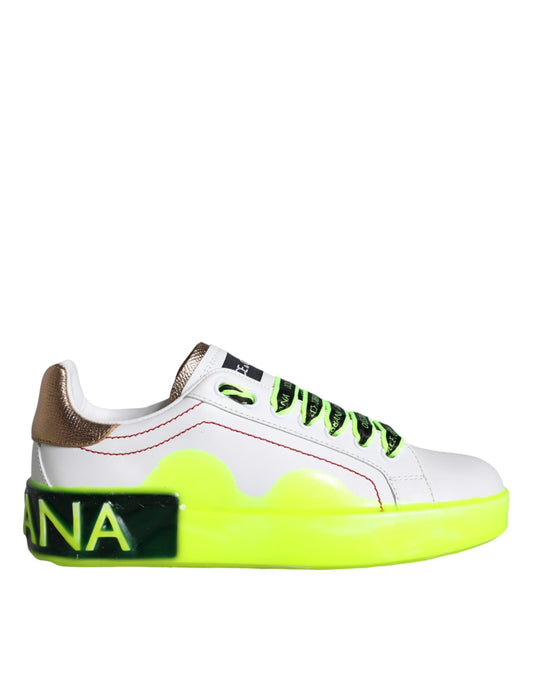 Dolce & Gabbana White Leather Portofino Low Top Sneakers Shoes Curated Luxury Accessories by Orvyn