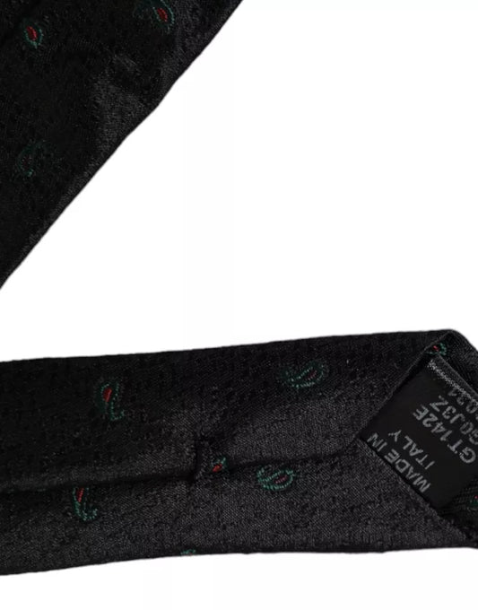 Dolce & Gabbana Black Fantasy 100% Silk Adjustable Men Tie Curated Luxury Accessories by Orvyn