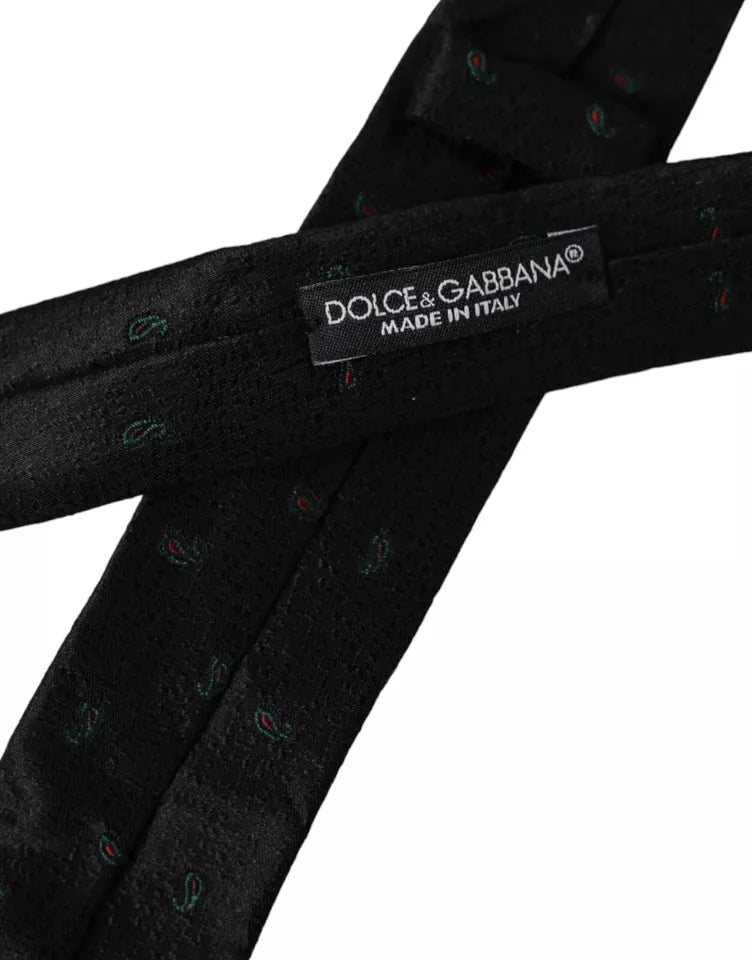 Dolce & Gabbana Black Fantasy 100% Silk Adjustable Men Tie Curated Luxury Accessories by Orvyn