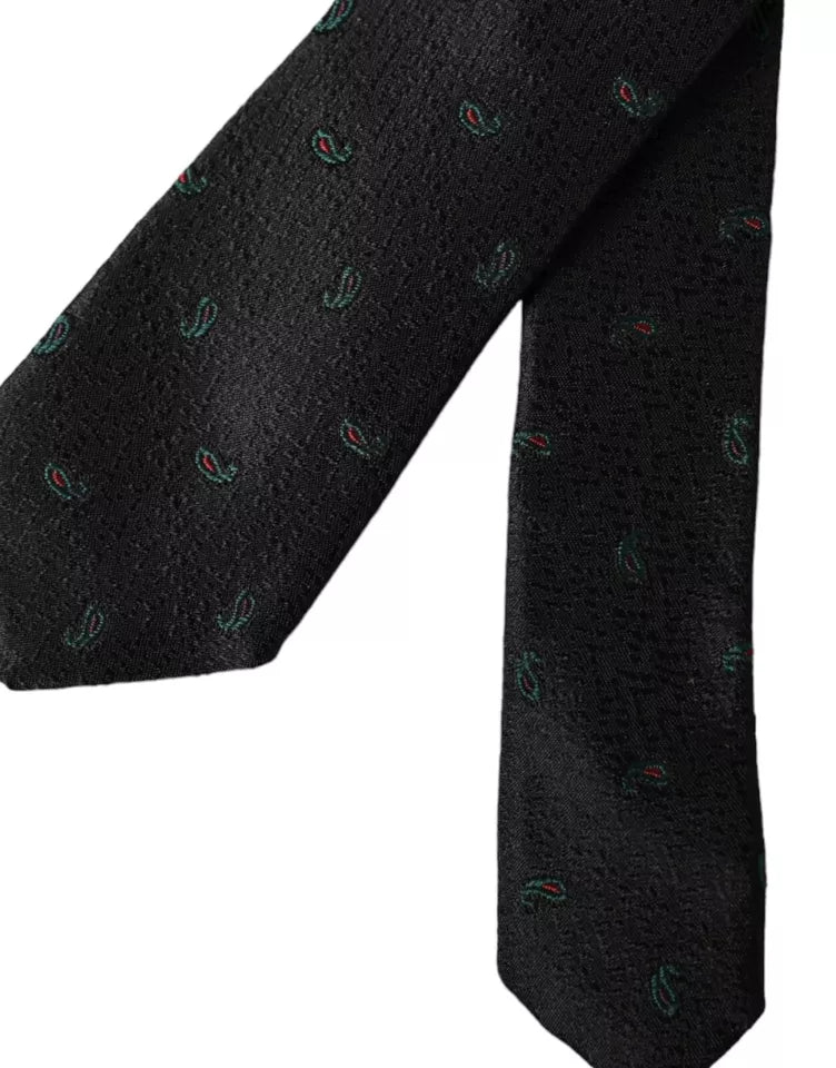 Dolce & Gabbana Black Fantasy 100% Silk Adjustable Men Tie Curated Luxury Accessories by Orvyn