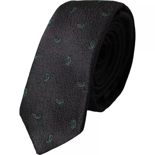 Dolce & Gabbana Black Fantasy 100% Silk Adjustable Men Tie Curated Luxury Accessories by Orvyn