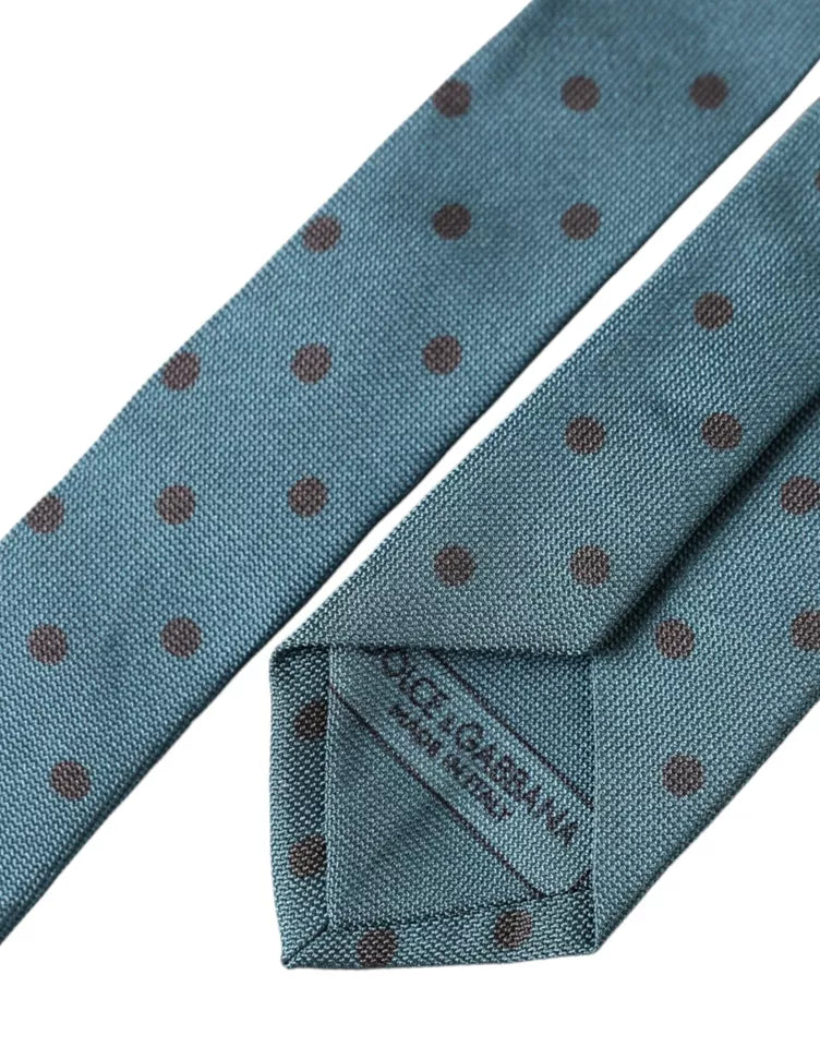 Dolce & Gabbana Green Black Polka Dot Silk Adjustable Men Tie schwarz