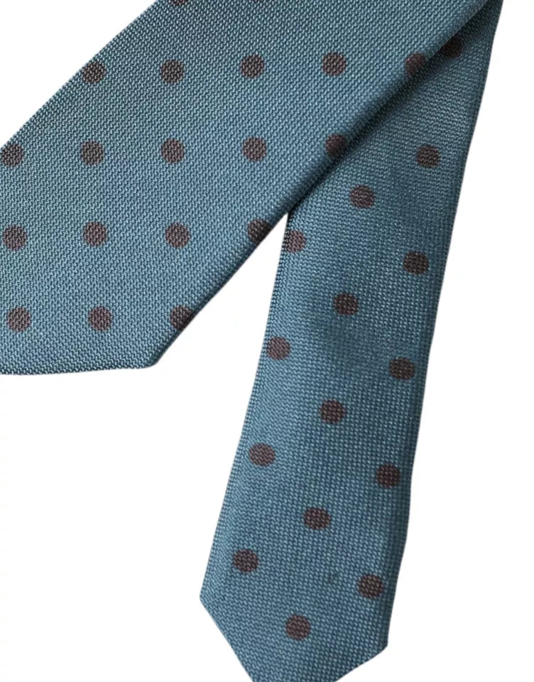 Dolce & Gabbana Green Black Polka Dot Silk Adjustable Men Tie schwarz