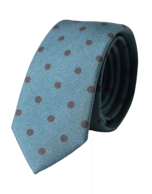 Dolce & Gabbana Blue Black Polka Dot Silk Adjustable Men Tie schwarz