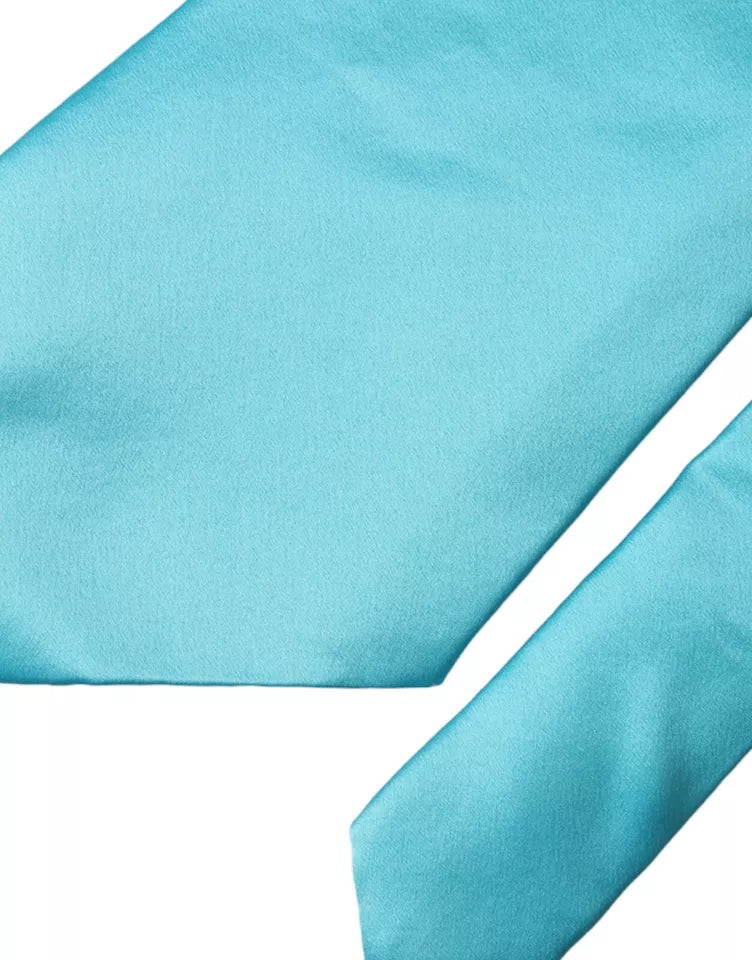 Dolce & Gabbana Light Blue Satin Silk Wide Adjustable Men Tie Curated Luxury Accessories by Orvyn