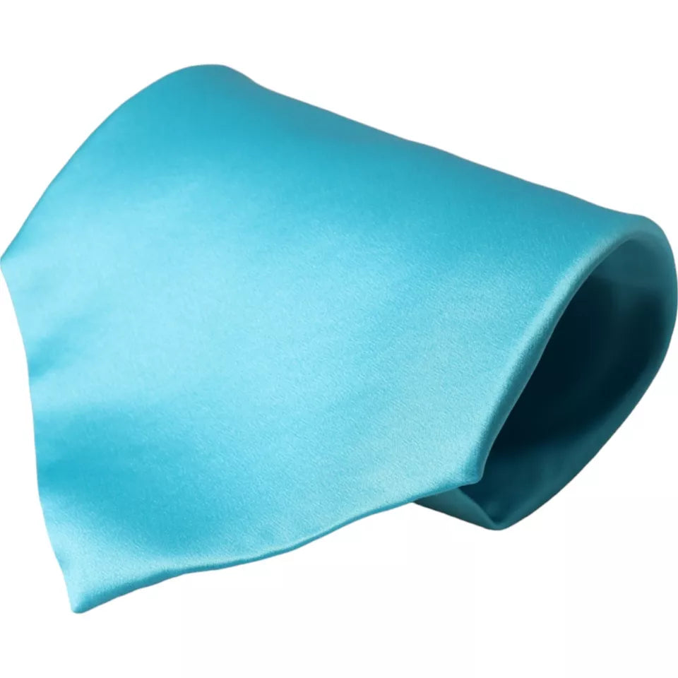 Dolce & Gabbana Light Blue Satin Silk Wide Adjustable Men Tie Curated Luxury Accessories by Orvyn