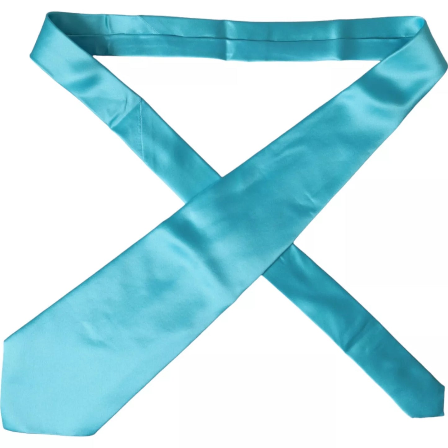 Dolce & Gabbana Light Blue Satin Silk Wide Adjustable Men Tie Curated Luxury Accessories by Orvyn