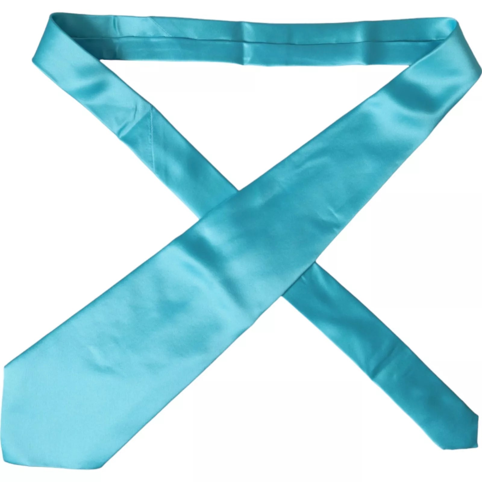 Dolce & Gabbana Light Blue Satin Silk Wide Adjustable Men Tie Curated Luxury Accessories by Orvyn